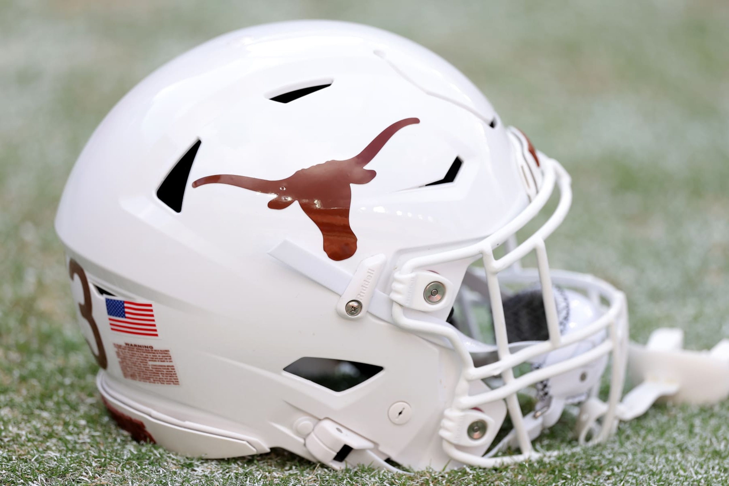 TUSCALOOSA, ALABAMA - SEPTEMBER 09: A close-up of a helmet of the Texas Longhorns on the field prior to a game against the Alabama Crimson Tide at Bryant-Denny Stadium on September 09, 2023 in Tuscaloosa, Alabama. (Photo by Kevin C. Cox/Getty Images) TUSCALOOSA, ALABAMA - SEPTEMBER 09: A close-up of a helmet of the Texas Longhorns on the field prior to a game against the Alabama Crimson Tide at Bryant-Denny Stadium on September 09, 2023 in Tuscaloosa, Alabama. (Photo by Kevin C. Cox/Getty Images)