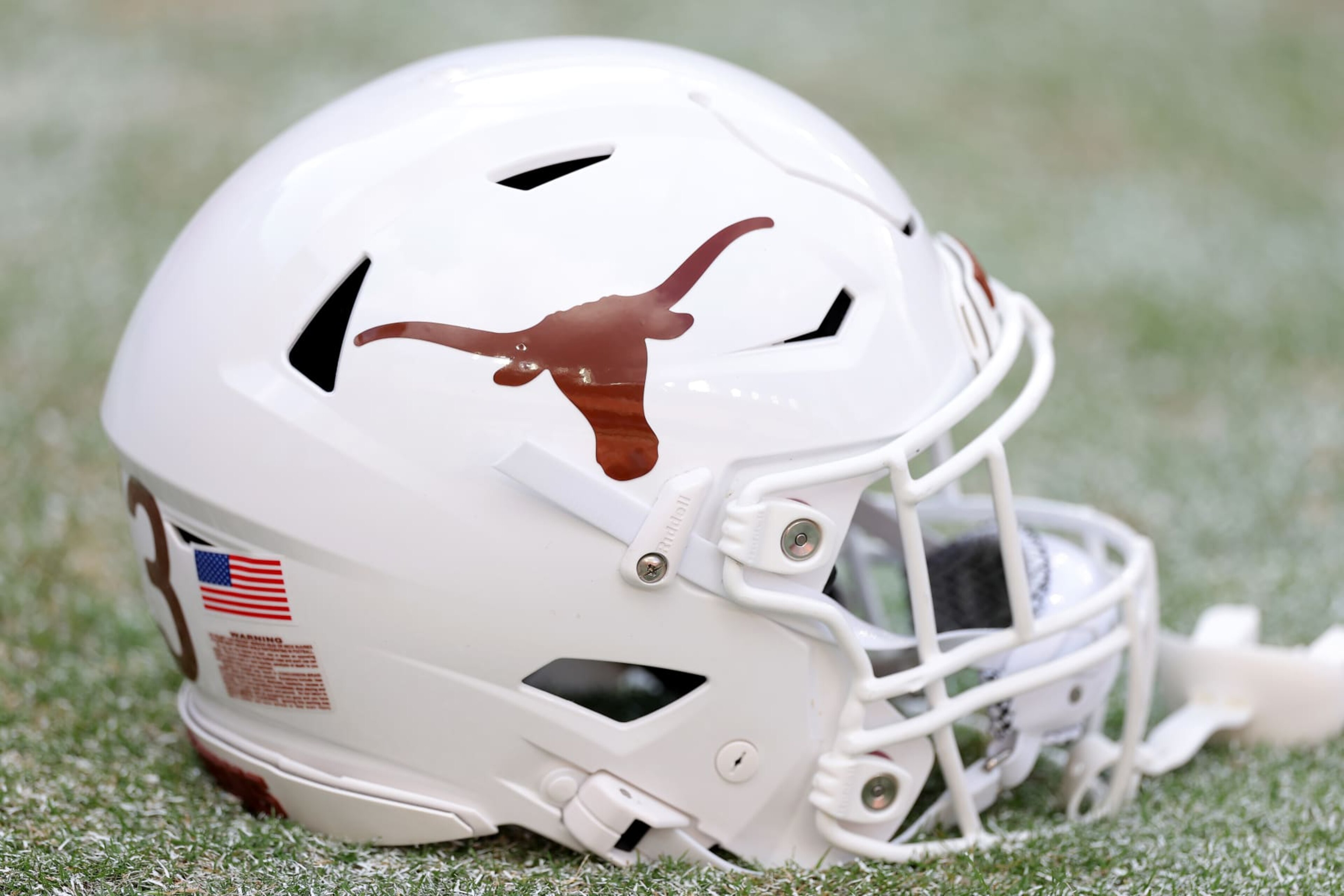 TUSCALOOSA, ALABAMA - SEPTEMBER 09: A close-up of a helmet of the Texas Longhorns on the field prior to a game against the Alabama Crimson Tide at Bryant-Denny Stadium on September 09, 2023 in Tuscaloosa, Alabama. (Photo by Kevin C. Cox/Getty Images) TUSCALOOSA, ALABAMA - SEPTEMBER 09: A close-up of a helmet of the Texas Longhorns on the field prior to a game against the Alabama Crimson Tide at Bryant-Denny Stadium on September 09, 2023 in Tuscaloosa, Alabama. (Photo by Kevin C. Cox/Getty Images)