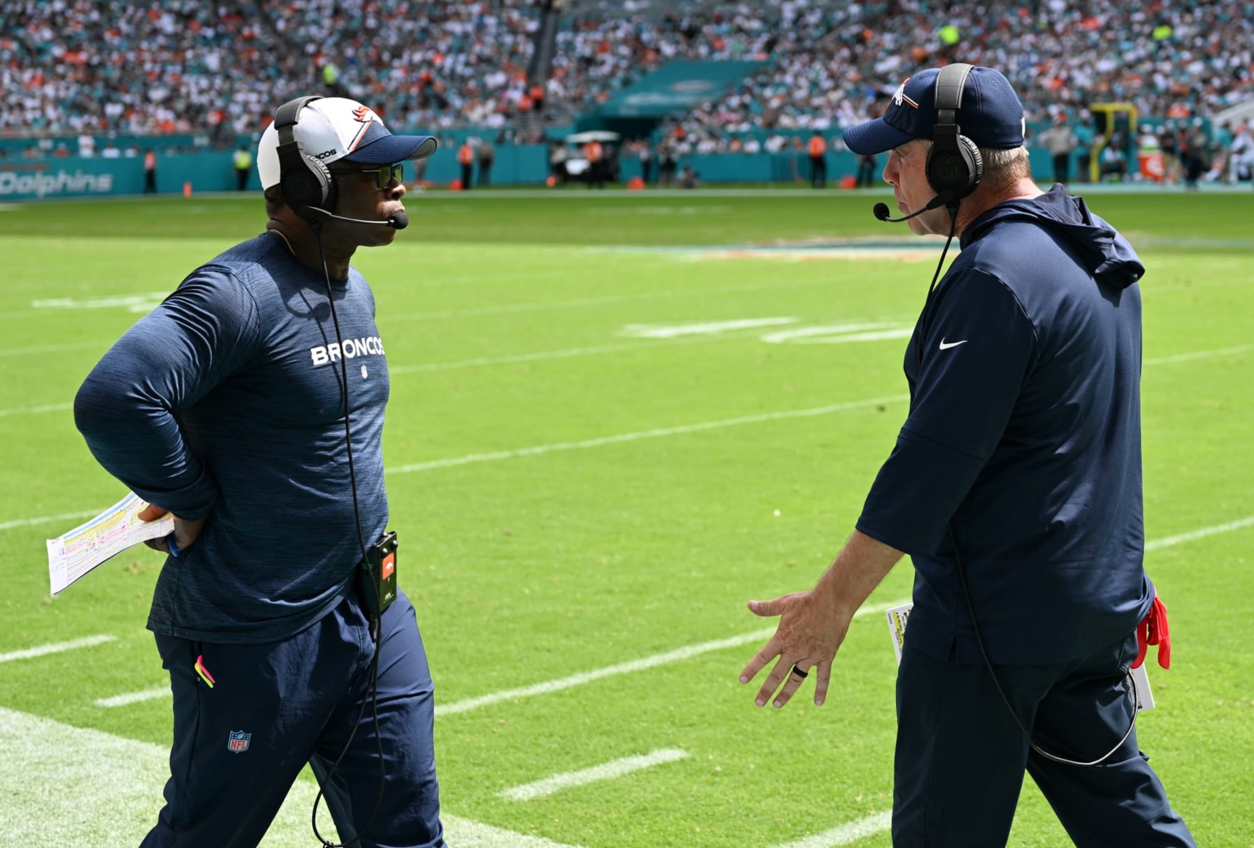 Vance Joseph and Sean Payton Vance Joseph and Sean Payton