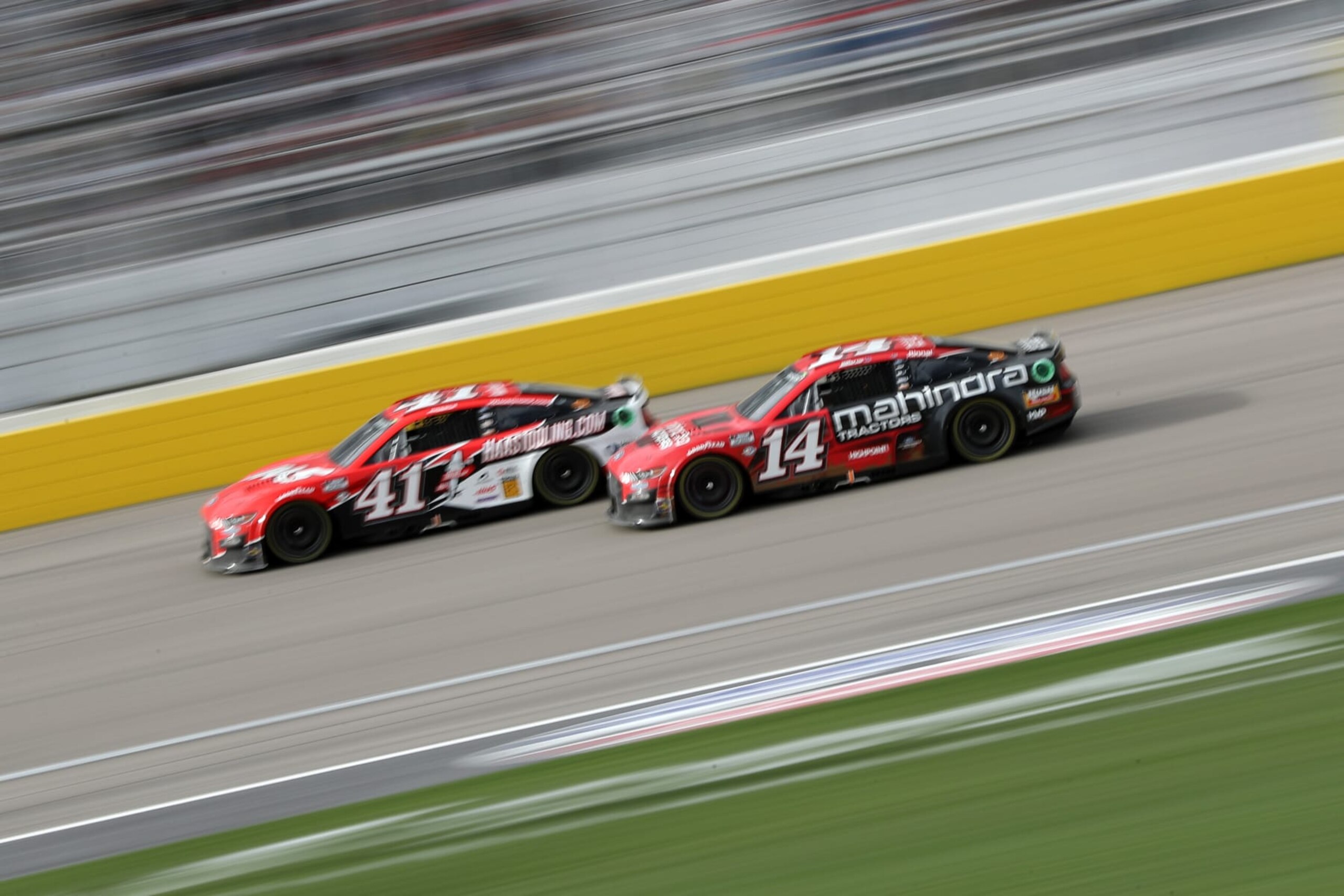 LAS VEGAS, NEVADA - MARCH 05: Ryan Preece, driver of the #41 HaasTooling.com Ford, and Chase Briscoe, driver of the #14 Mahindra Tractors Ford, race during the NASCAR Cup Series Pennzoil 400 at Las Vegas Motor Speedway on March 05, 2023 in Las Vegas, Nevada. (Photo by Meg Oliphant/Getty Images) LAS VEGAS, NEVADA - MARCH 05: Ryan Preece, driver of the #41 HaasTooling.com Ford, and Chase Briscoe, driver of the #14 Mahindra Tractors Ford, race during the NASCAR Cup Series Pennzoil 400 at Las Vegas Motor Speedway on March 05, 2023 in Las Vegas, Nevada. (Photo by Meg Oliphant/Getty Images)