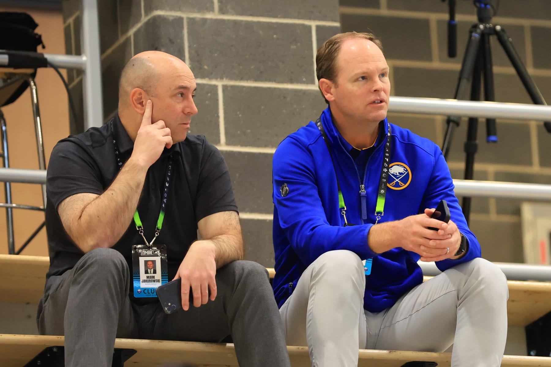 Assistant GM Mark Jakubowski, left, and GM Kevyn Adams of the Sabres