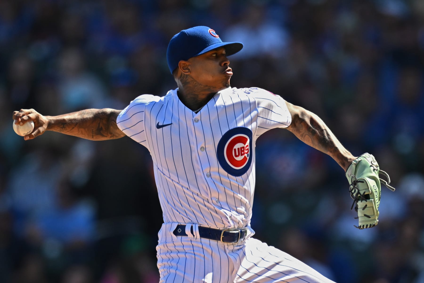 CHICAGO, ILLINOIS - SEPTEMBER 23: Marcus Stroman #0 of the Chicago Cubs pitches in the first inning against the Colorado Rockies at Wrigley Field on September 23, 2023 in Chicago, Illinois. (Photo by Quinn Harris/Getty Images)