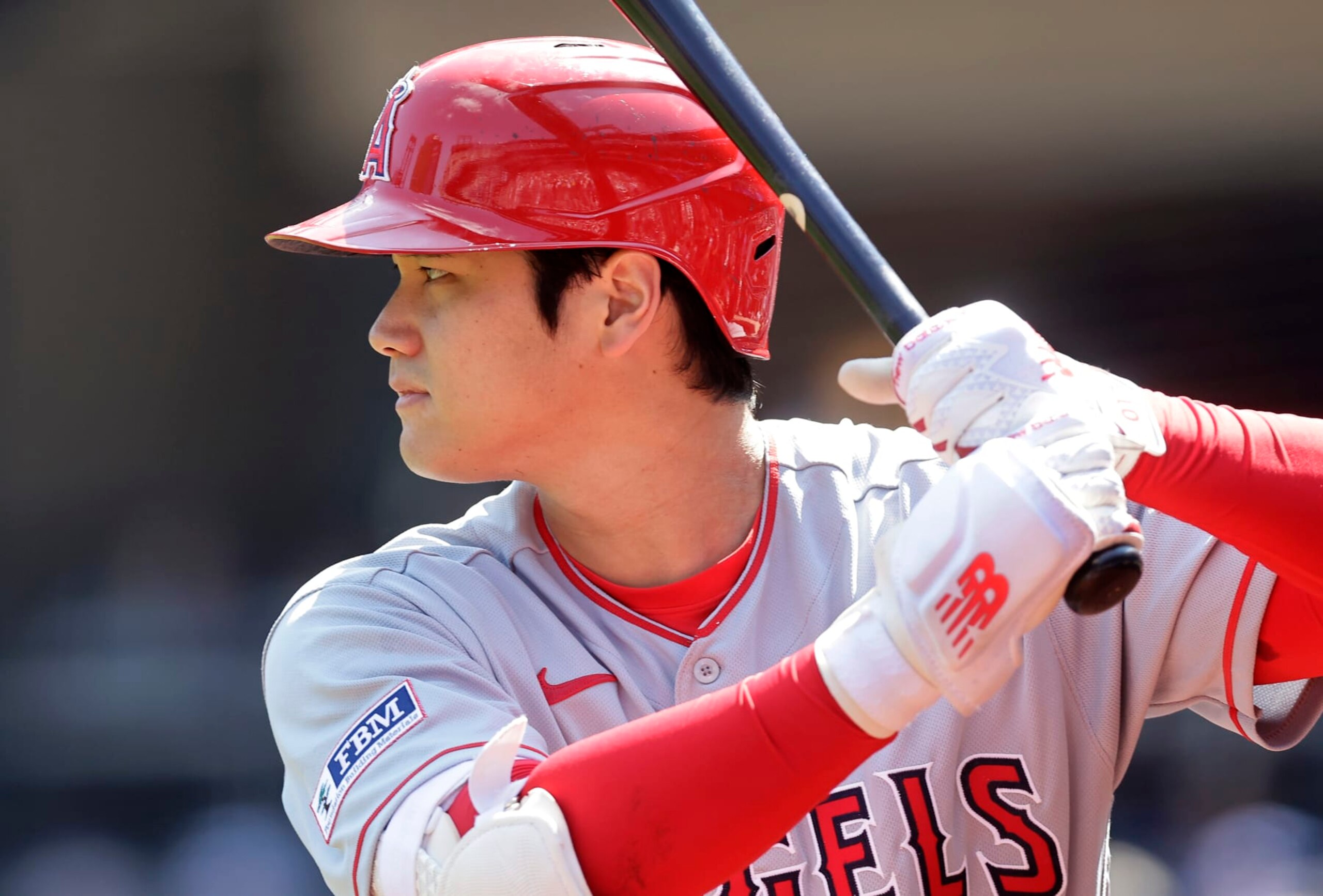 NEW YORK, NEW YORK - AUGUST 27:  Shohei Ohtani #17 of the Los Angeles Angels prepares to bat in the first inning against the New York Mets at Citi Field on August 27, 2023 in New York City. The Mets defeated the Angels 3-2. (Photo by Jim McIsaac/Getty Images)