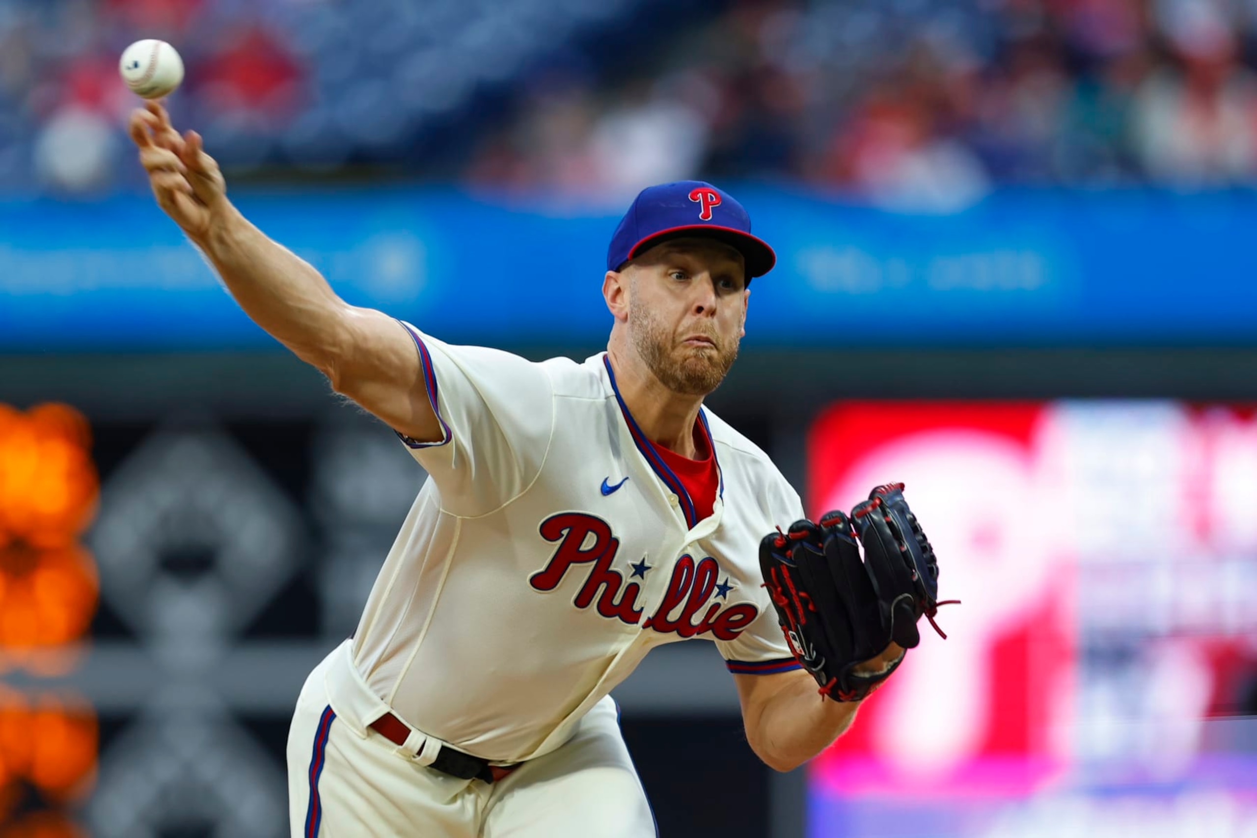 PHILADELPHIA, PENNSYLVANIA - SEPTEMBER 23: Zack Wheeler #45 of the Philadelphia Phillies delivers a pitch against the New York Mets during the second inning of a game at Citizens Bank Park on September 23, 2023 in Philadelphia, Pennsylvania. (Photo by Rich Schultz/Getty Images)