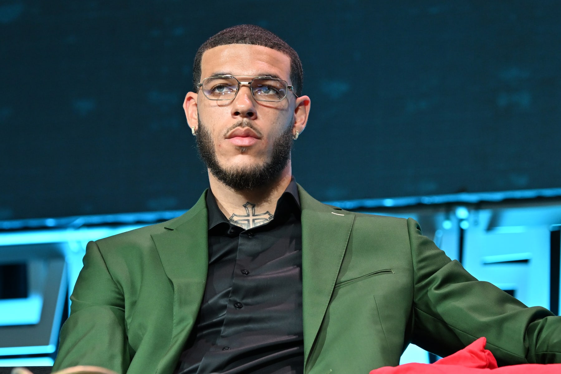 ATLANTA, GEORGIA - AUGUST 26: Lonzo Ball onstage during Day 1 of 2023 Invest Fest at Georgia World Congress Center on August 26, 2023 in Atlanta, Georgia. (Photo by Paras Griffin/Getty Images)