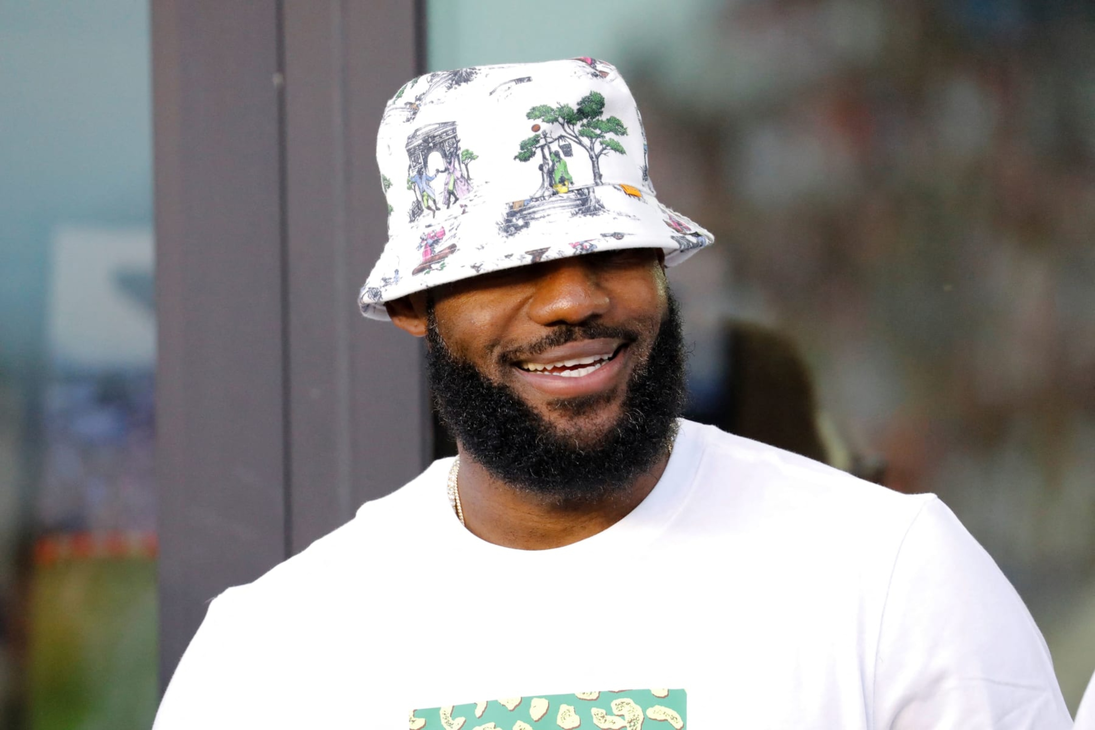 US basketball player LeBron James arrives to the Leagues Cup Group J football match between Inter Miami CF and Cruz Azul at DRV PNK Stadium in Fort Lauderdale, Florida, on July 21, 2023. (Photo by Eva Marie Uzcategui / AFP) (Photo by EVA MARIE UZCATEGUI/AFP via Getty Images)