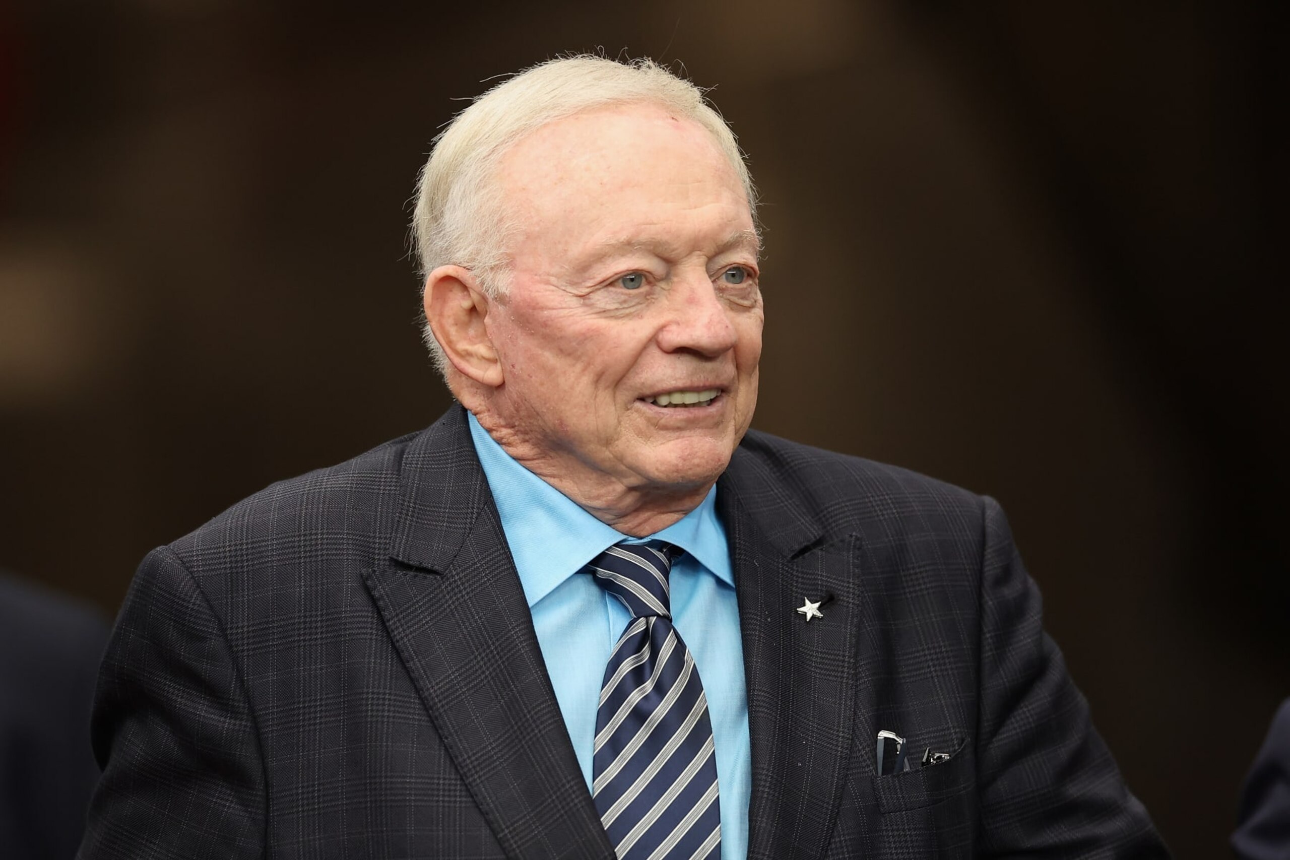 GLENDALE, ARIZONA - SEPTEMBER 24: Owner Jerry Jones of the Dallas Cowboys walks on the field before the NFL game against the Arizona Cardinalsat State Farm Stadium on September 24, 2023 in Glendale, Arizona.  The Cardinals defeated the Cowboys 28-16.  (Photo by Christian Petersen/Getty Images)