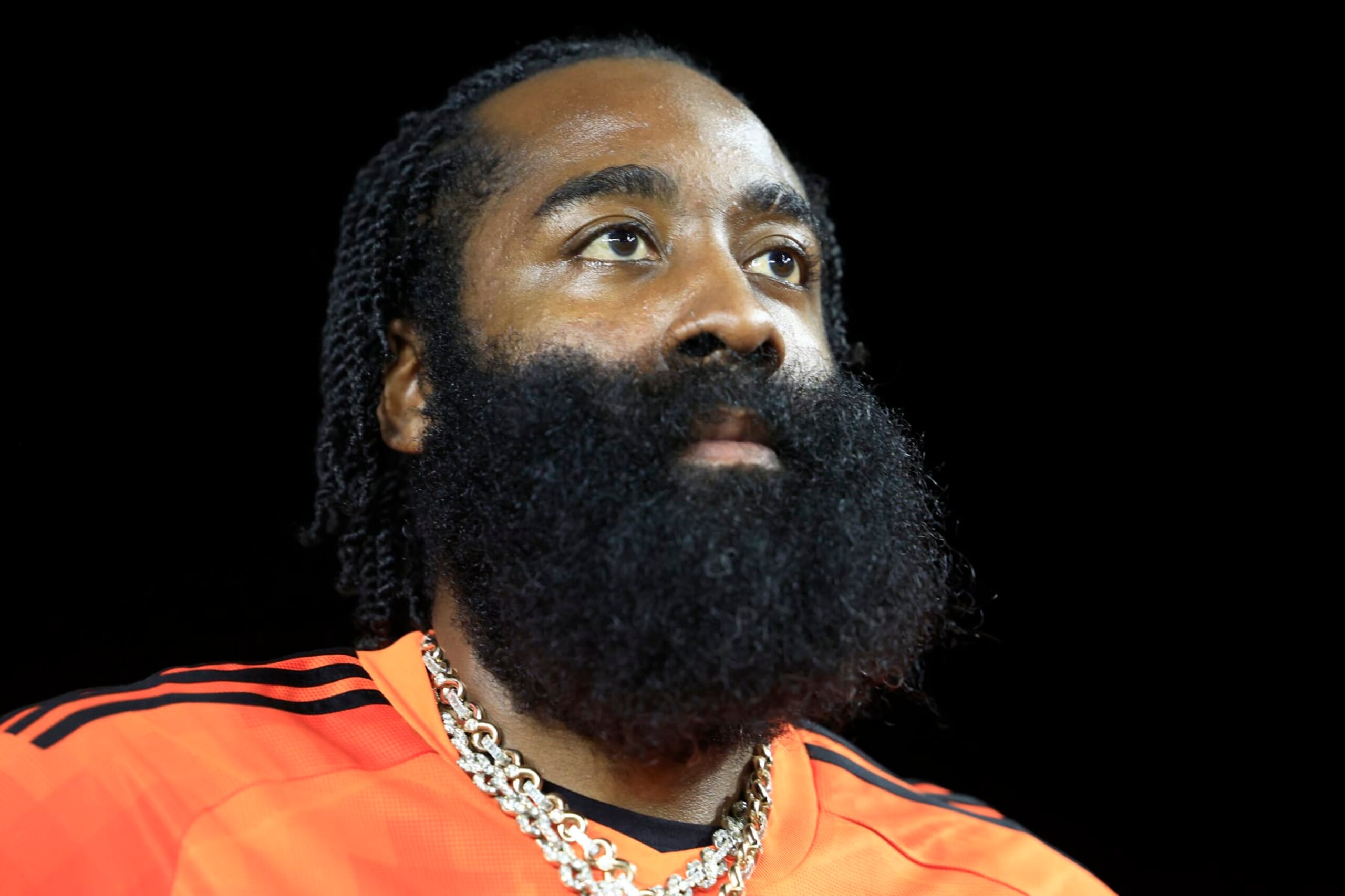 FORT LAUDERDALE, FLORIDA - SEPTEMBER 27: NBA player James Harden watches the game during the first half during the 2023 U.S. Open Cup Final between the Houston Dynamo FC and Inter Miami CF at DRV PNK Stadium on September 27, 2023 in Fort Lauderdale, Florida. (Photo by Carmen Mandato/USSF/Getty Images for USSF) FORT LAUDERDALE, FLORIDA - SEPTEMBER 27: NBA player James Harden watches the game during the first half during the 2023 U.S. Open Cup Final between the Houston Dynamo FC and Inter Miami CF at DRV PNK Stadium on September 27, 2023 in Fort Lauderdale, Florida. (Photo by Carmen Mandato/USSF/Getty Images for USSF)