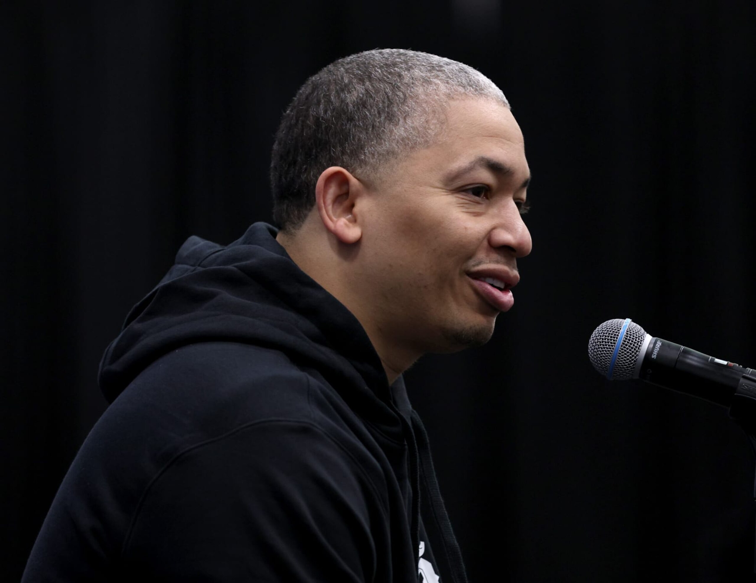 PLAYA VISTA, CALIFORNIA - OCTOBER 02: Head coach Tyronn Lue of the LA Clippers speaks to members of the media on Los Angeles Clippers Media Day at Honey Training Center on October 02, 2023 in Playa Vista, California. (Photo by Harry How/Getty Images)