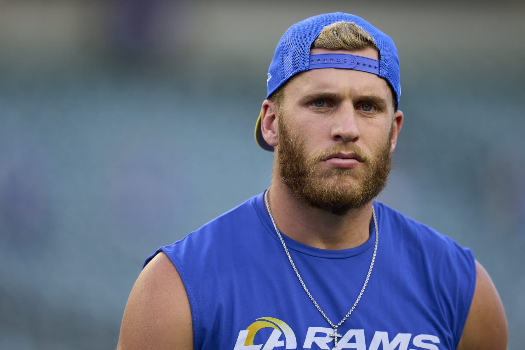 CINCINNATI, OH - SEPTEMBER 25: Cooper Kupp #10 of the Los Angeles Rams looks on during warmups before kickoff against the Cincinnati Bengals at Paycor Stadium on September 25, 2023 in Cincinnati, Ohio. (Photo by Cooper Neill/Getty Images)