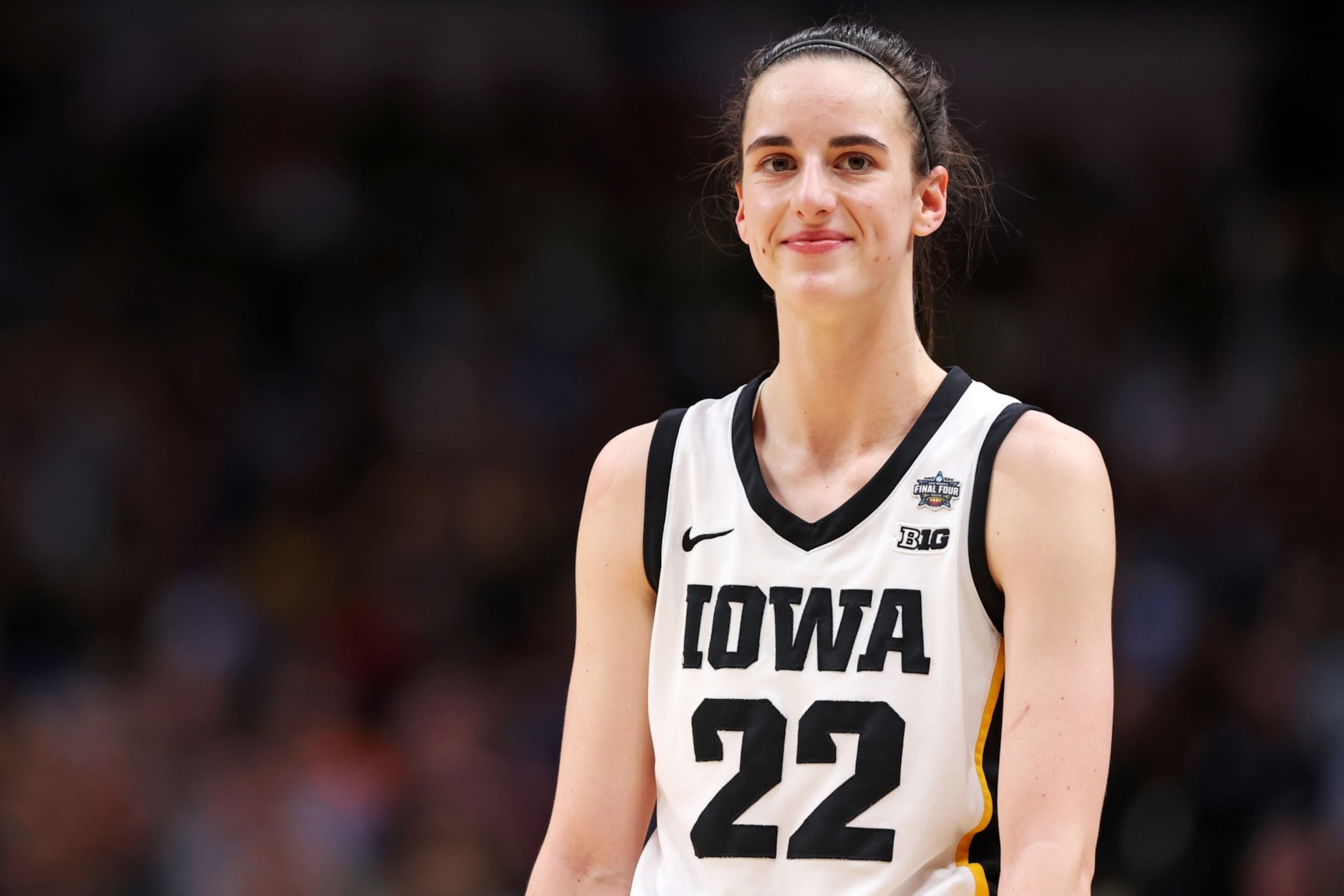 DALLAS, TEXAS - APRIL 02: Caitlin Clark #22 of the Iowa Hawkeyes reacts during the second half against the LSU Lady Tigers during the 2023 NCAA Women's Basketball Tournament championship game at American Airlines Center on April 02, 2023 in Dallas, Texas. (Photo by Maddie Meyer/Getty Images) DALLAS, TEXAS - APRIL 02: Caitlin Clark #22 of the Iowa Hawkeyes reacts during the second half against the LSU Lady Tigers during the 2023 NCAA Women's Basketball Tournament championship game at American Airlines Center on April 02, 2023 in Dallas, Texas. (Photo by Maddie Meyer/Getty Images)