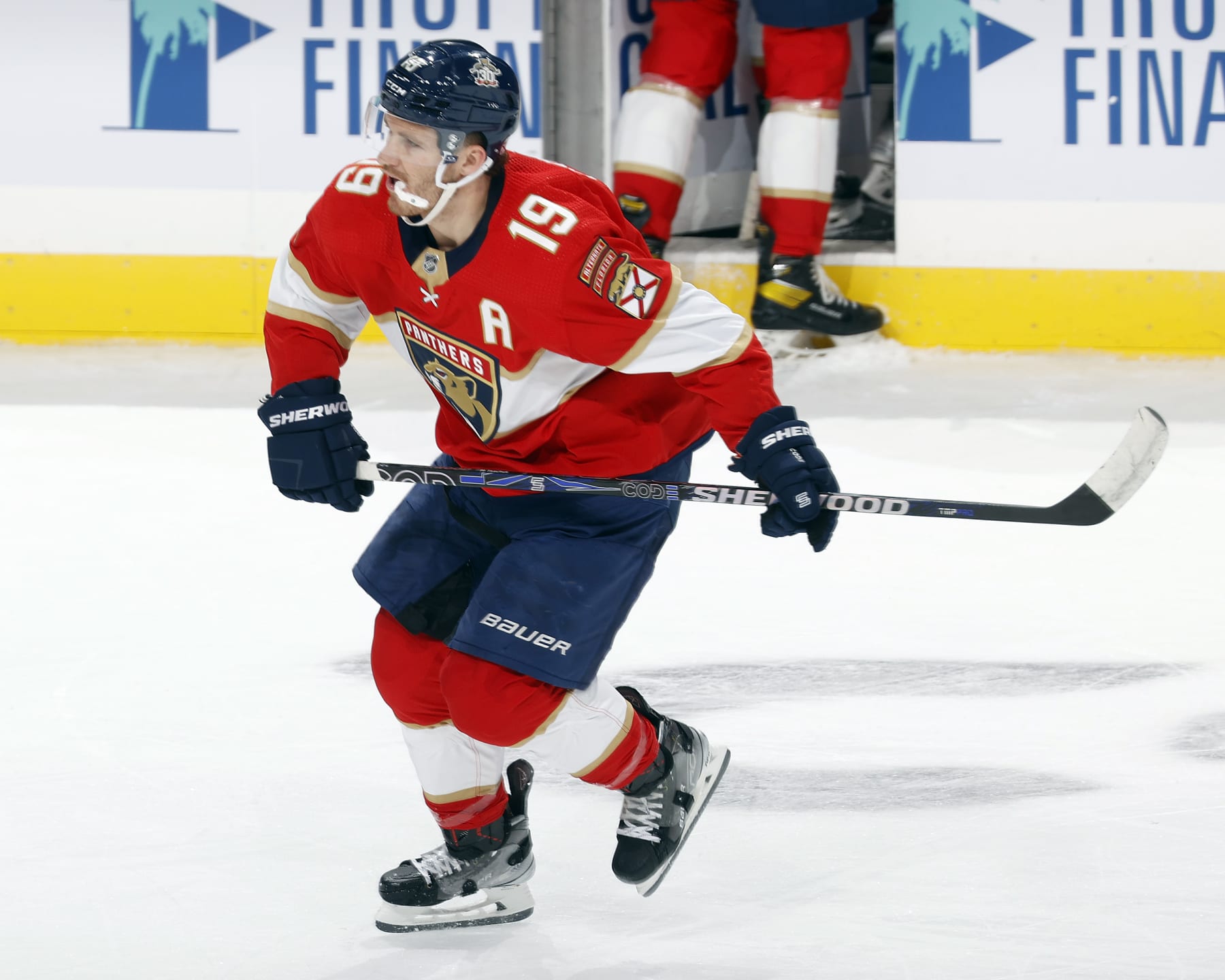 SUNRISE, FL - SEPTEMBER 25: Matthew Tkachuk #19 of the Florida Panthers skates up ice against the Nashville Predators during a preseason game at the Amerant Bank Arena on September 25, 2023 in Sunrise, Florida. (Photo by Joel Auerbach/Getty Images)