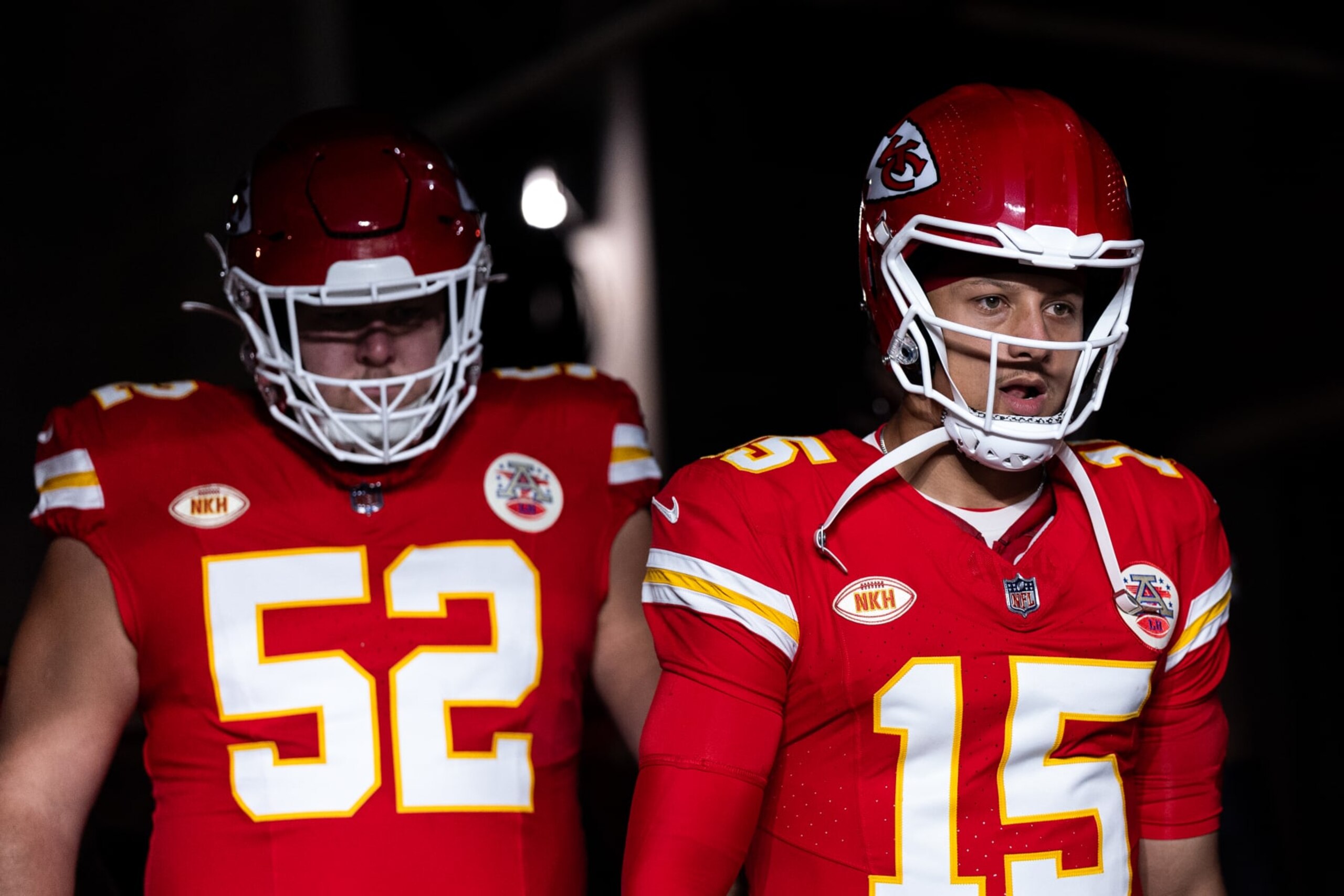 EAST RUTHERFORD, NEW JERSEY - OCTOBER 01: Patrick Mahomes #15 of the Kansas City Chiefs takes the field prior to the game against the New York Jets at MetLife Stadium on October 01, 2023 in East Rutherford, New Jersey. (Photo by Dustin Satloff/Getty Images) EAST RUTHERFORD, NEW JERSEY - OCTOBER 01: Patrick Mahomes #15 of the Kansas City Chiefs takes the field prior to the game against the New York Jets at MetLife Stadium on October 01, 2023 in East Rutherford, New Jersey. (Photo by Dustin Satloff/Getty Images)