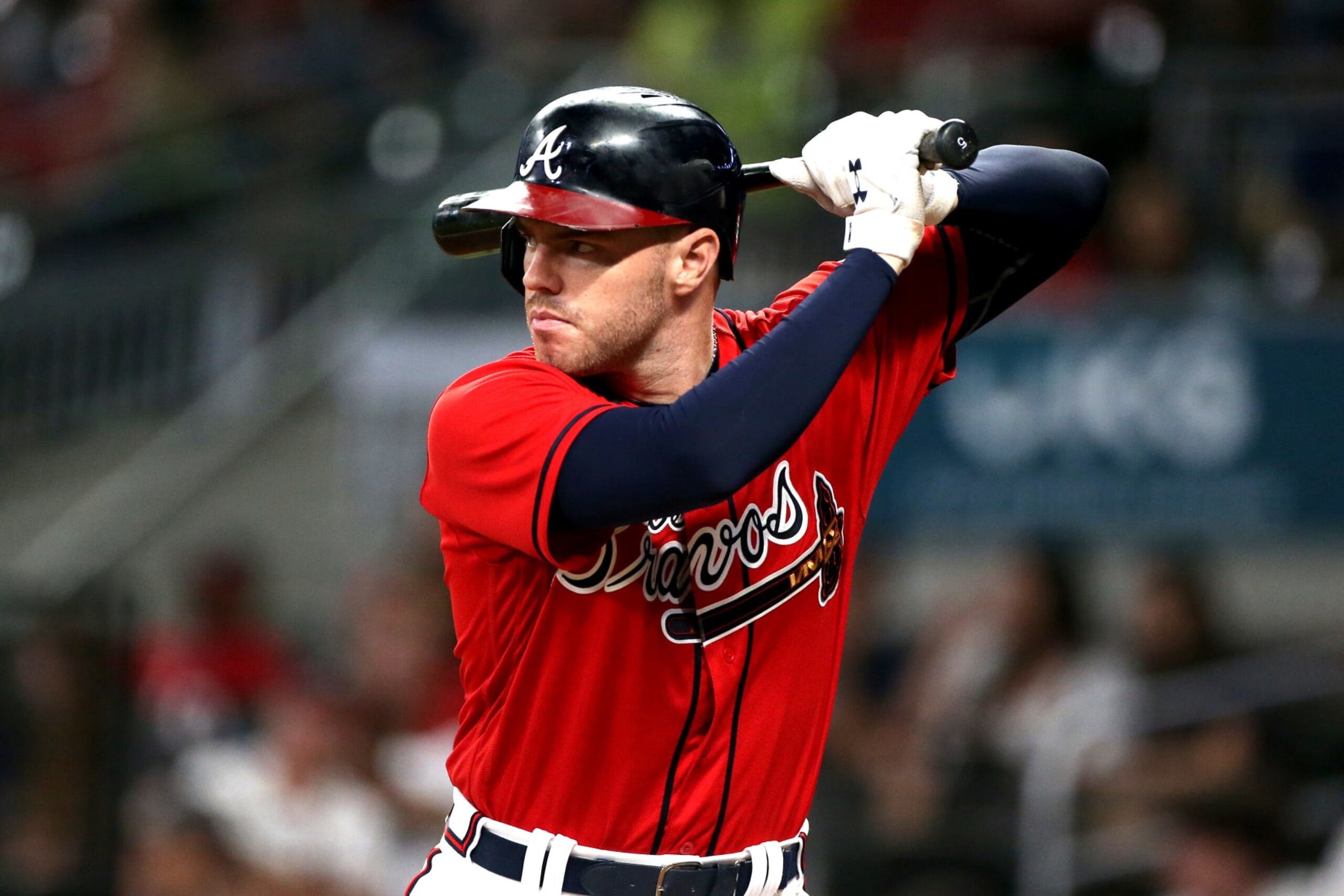 ATLANTA, GA - SEPTEMBER 10: Freddie Freeman #5 of the Atlanta Braves during the MLB Los Bravos game between the Miami Marlins and the Atlanta Braves on September10, 2021 at Truist Park in Atlanta, GA. (Photo by Jeff Robinson/Icon Sportswire via Getty Images)