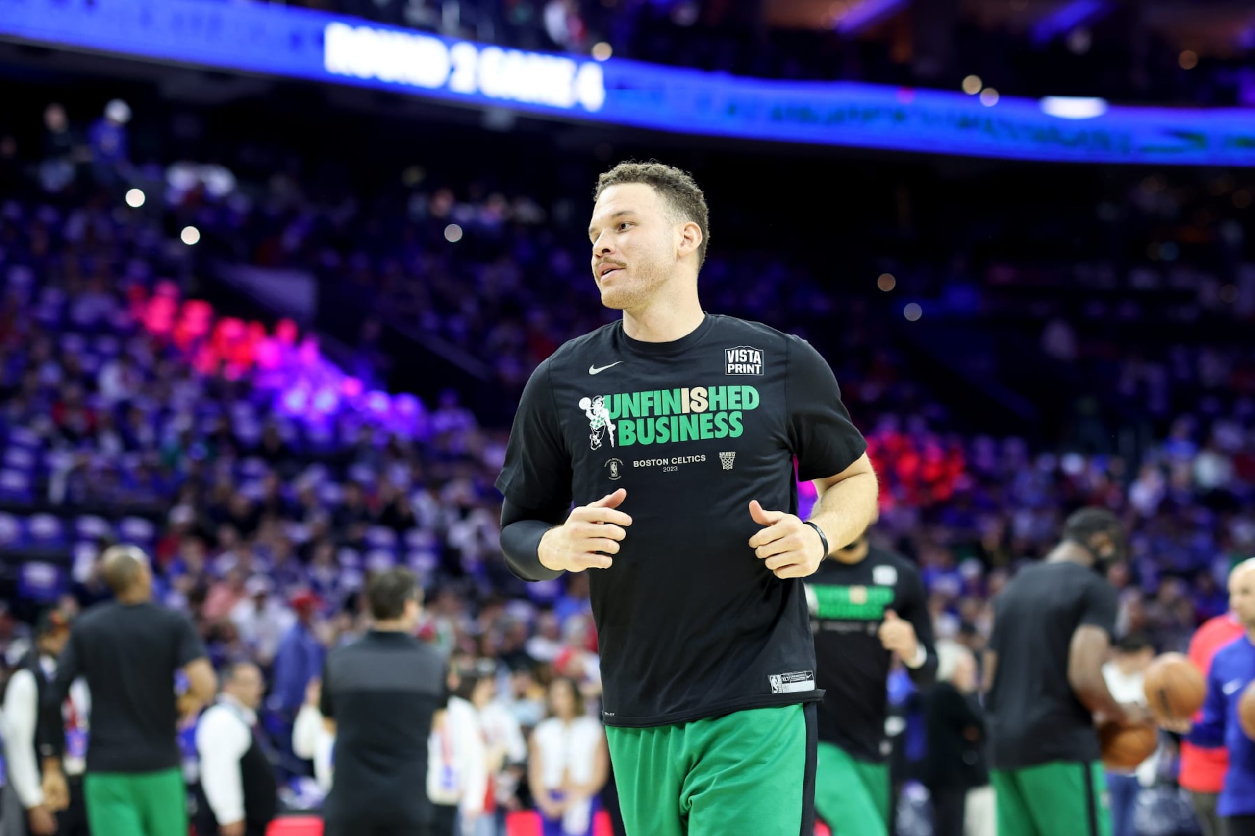 PHILADELPHIA, PENNSYLVANIA - MAY 07: Blake Griffin #91 of the Boston Celtics warms up prior to game four of the Eastern Conference Second Round Playoffs against the Philadelphia 76ers at Wells Fargo Center on May 07, 2023 in Philadelphia, Pennsylvania. NOTE TO USER: User expressly acknowledges and agrees that, by downloading and or using this photograph, User is consenting to the terms and conditions of the Getty Images License Agreement. (Photo by Tim Nwachukwu/Getty Images) PHILADELPHIA, PENNSYLVANIA - MAY 07: Blake Griffin #91 of the Boston Celtics warms up prior to game four of the Eastern Conference Second Round Playoffs against the Philadelphia 76ers at Wells Fargo Center on May 07, 2023 in Philadelphia, Pennsylvania. NOTE TO USER: User expressly acknowledges and agrees that, by downloading and or using this photograph, User is consenting to the terms and conditions of the Getty Images License Agreement. (Photo by Tim Nwachukwu/Getty Images)