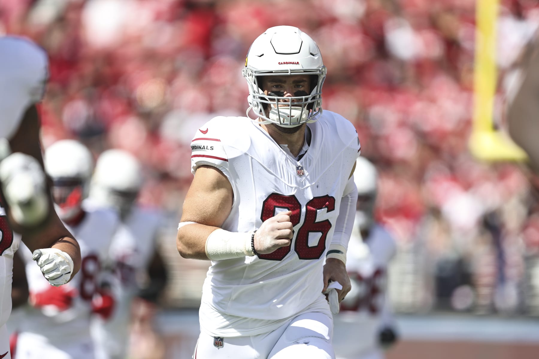 SANTA CLARA, CALIFORNIA - OCTOBER 01: Zach Ertz #86 of the Arizona Cardinals takes the field prior to an NFL football game between the San Francisco 49ers and the Arizona Cardinals at Levi's Stadium on October 01, 2023 in Santa Clara, California. (Photo by Michael Owens/Getty Images)