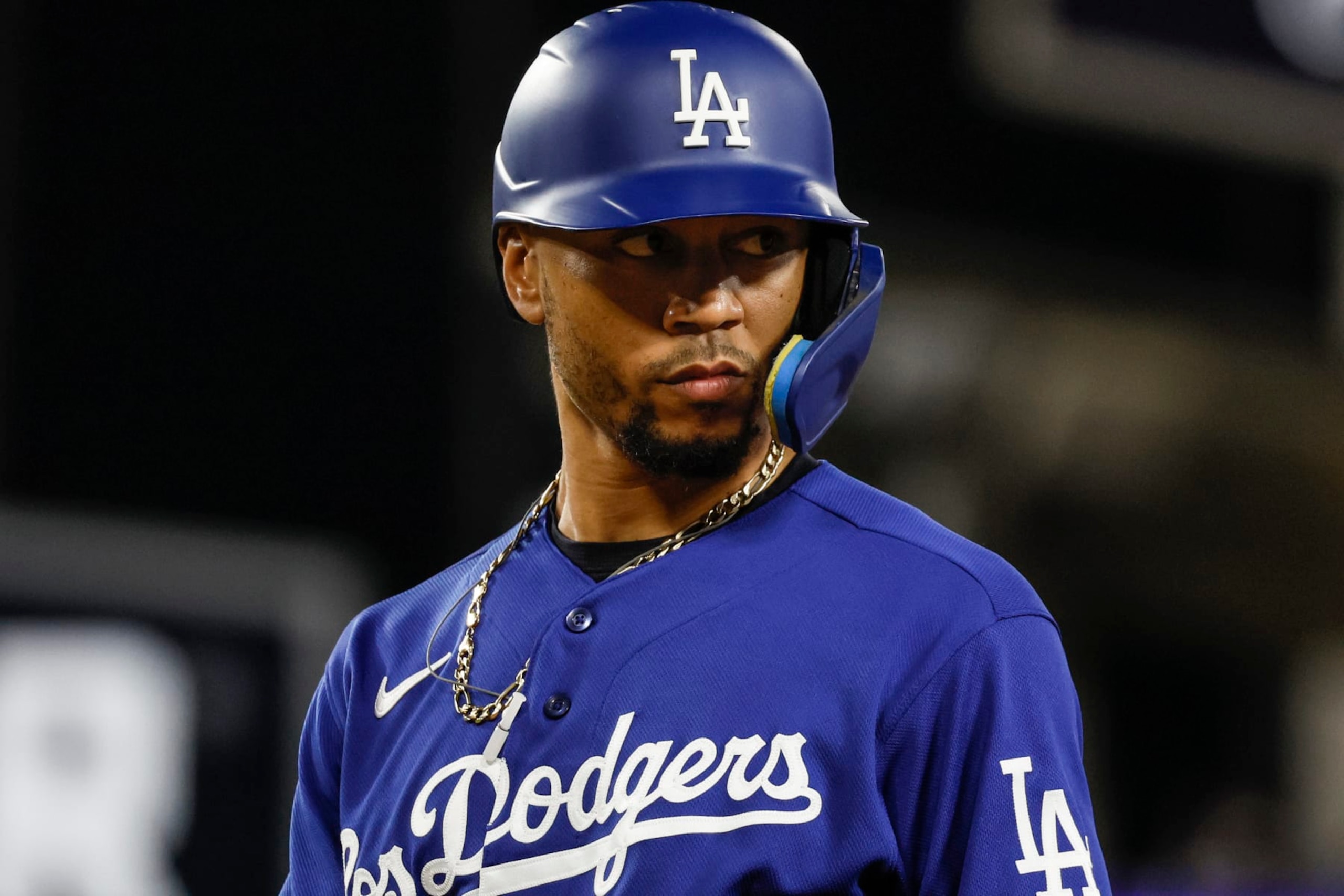 Los Angeles, CA, Monday, September 18, 2023 - Dodgers outfielder Mookie Betts during a game against the Detroit Tigers at Dodger Stadium. (Robert Gauthier/Los Angeles Times via Getty Images) Los Angeles, CA, Monday, September 18, 2023 - Dodgers outfielder Mookie Betts during a game against the Detroit Tigers at Dodger Stadium. (Robert Gauthier/Los Angeles Times via Getty Images)