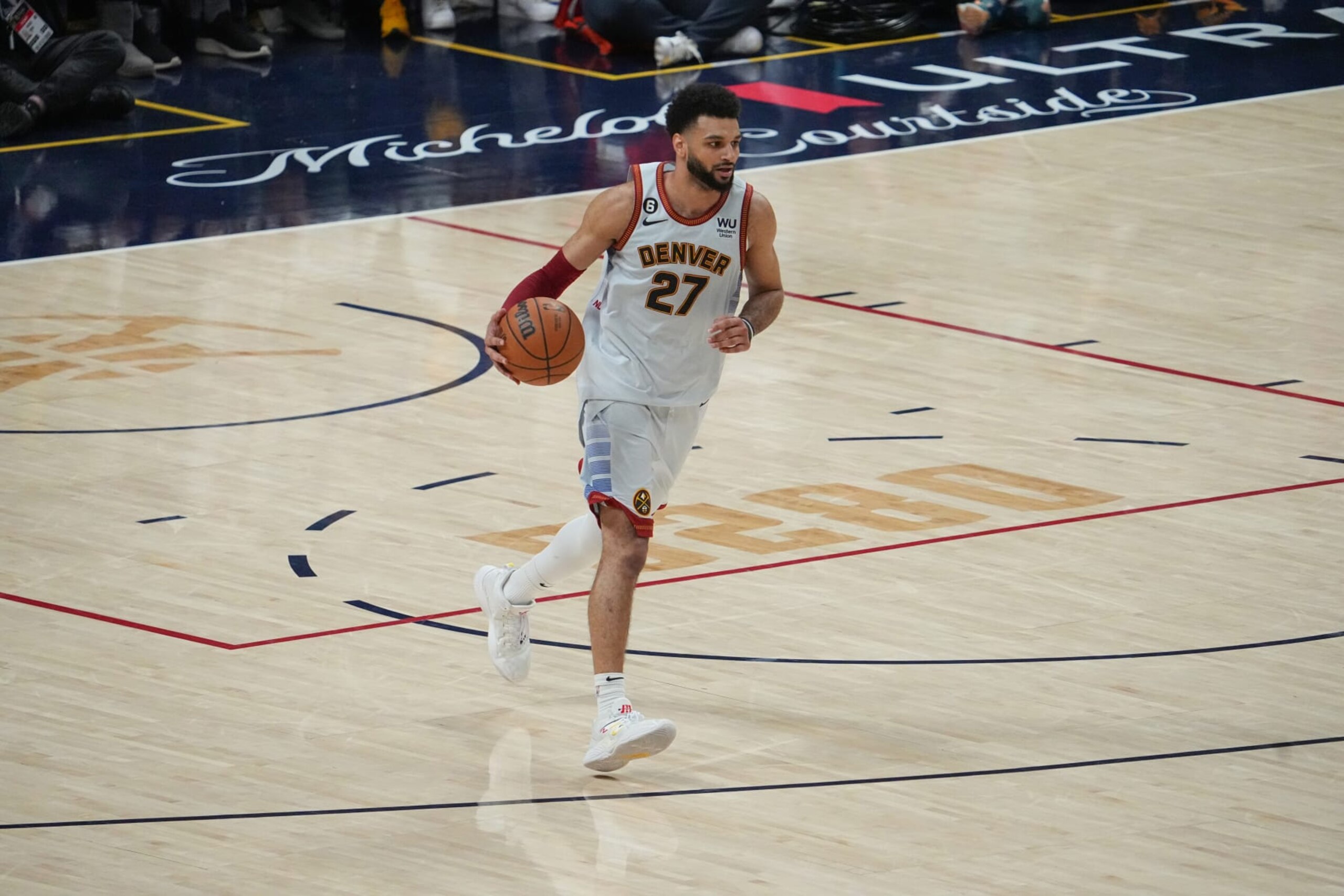 DENVER, CO - JUNE 12: Jamal Murray #27 of the Denver Nuggets goes to the basket during the game during Game Five of the 2023 NBA Finals on June 12, 2023 at the Ball Arena in Denver, Colorado. NOTE TO USER: User expressly acknowledges and agrees that, by downloading and/or using this Photograph, user is consenting to the terms and conditions of the Getty Images License Agreement. Mandatory Copyright Notice: Copyright 2023 NBAE (Photo by Bart Young/NBAE via Getty Images) DENVER, CO - JUNE 12: Jamal Murray #27 of the Denver Nuggets goes to the basket during the game during Game Five of the 2023 NBA Finals on June 12, 2023 at the Ball Arena in Denver, Colorado. NOTE TO USER: User expressly acknowledges and agrees that, by downloading and/or using this Photograph, user is consenting to the terms and conditions of the Getty Images License Agreement. Mandatory Copyright Notice: Copyright 2023 NBAE (Photo by Bart Young/NBAE via Getty Images)