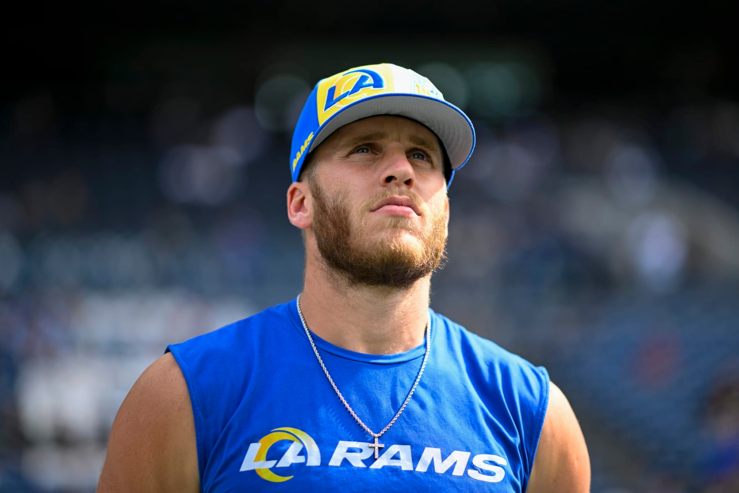 SEATTLE, WASHINGTON - SEPTEMBER 10: Cooper Kupp #10 of the Los Angeles Rams looks on before the game against the Seattle Seahawks at Lumen Field on September 10, 2023 in Seattle, Washington. The Los Angeles Rams won 30-13. (Photo by Alika Jenner/Getty Images)