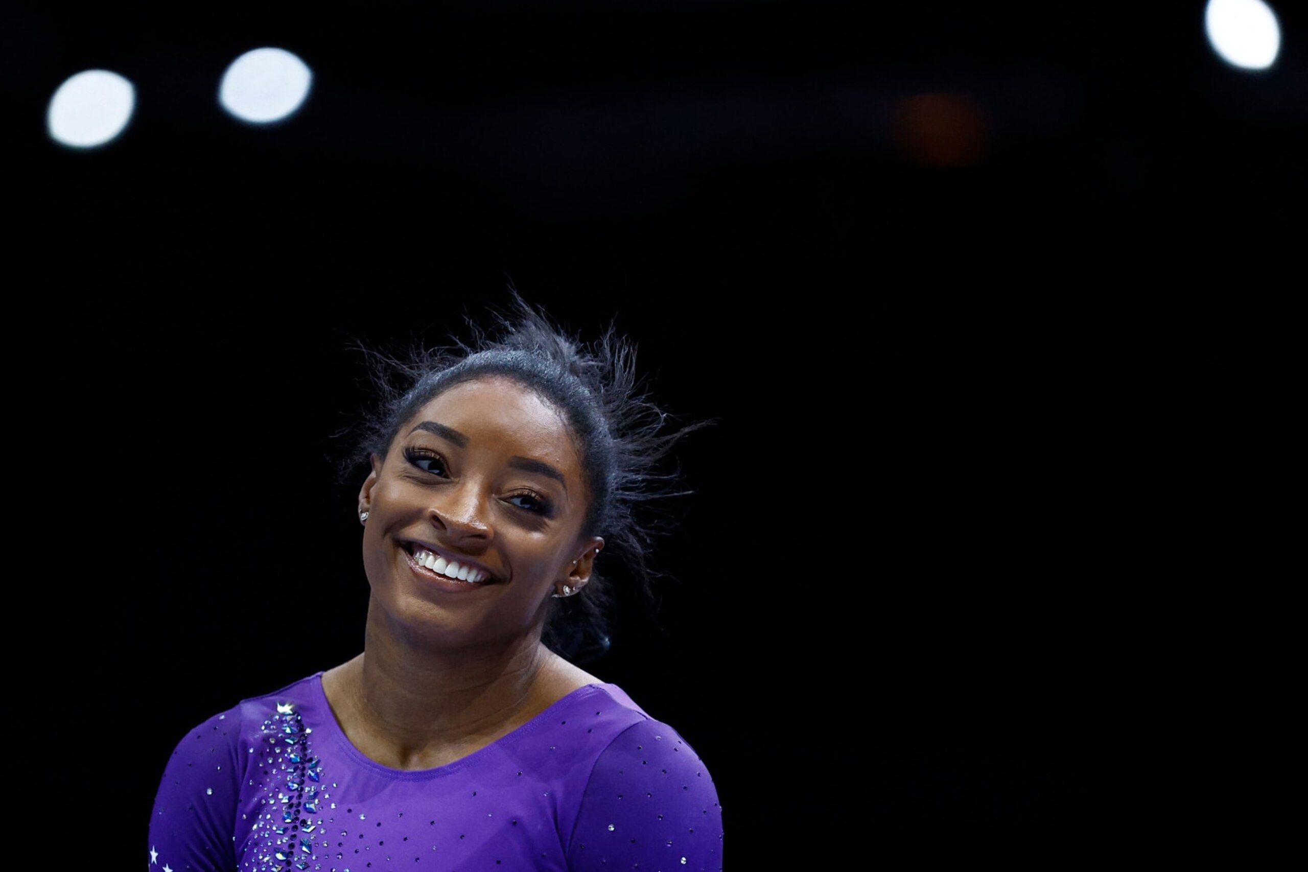 US' Simone Biles competes in the Women's Balance Beam Final during the 52nd FIG Artistic Gymnastics World Championships, in Antwerp, northern Belgium, on October 8, 2023. (Photo by KENZO TRIBOUILLARD / AFP) (Photo by KENZO TRIBOUILLARD/AFP via Getty Images)