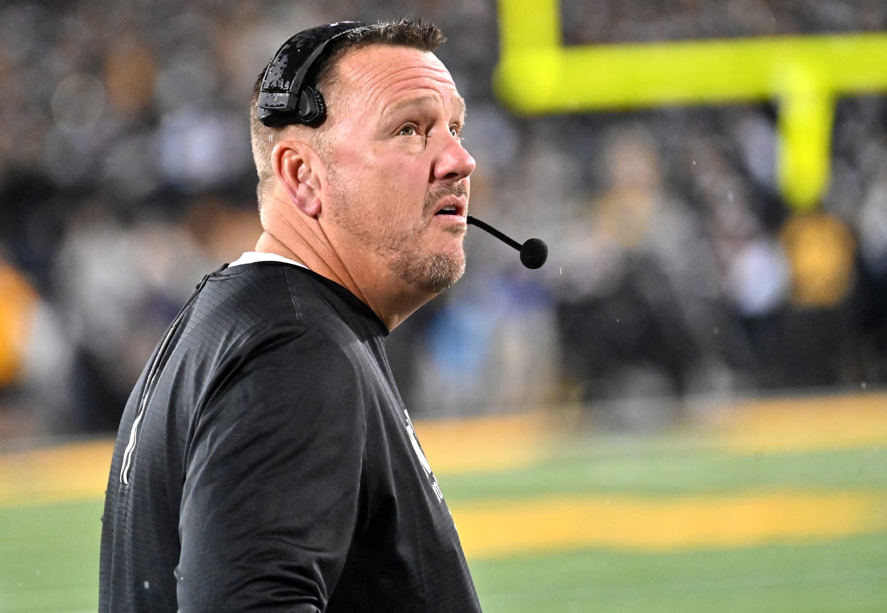 IOWA CITY, IA - SEPTEMBER 17: Nevada head coach Ken Wilson as seen on the sidelines during a college football game between the Nevada Wolfpack and the Iowa Hawkeyes,  September 17, 2022, at Kinnick Stadium, Iowa City, IA. Photo by Keith Gillett/Icon Sportswire via Getty Images),