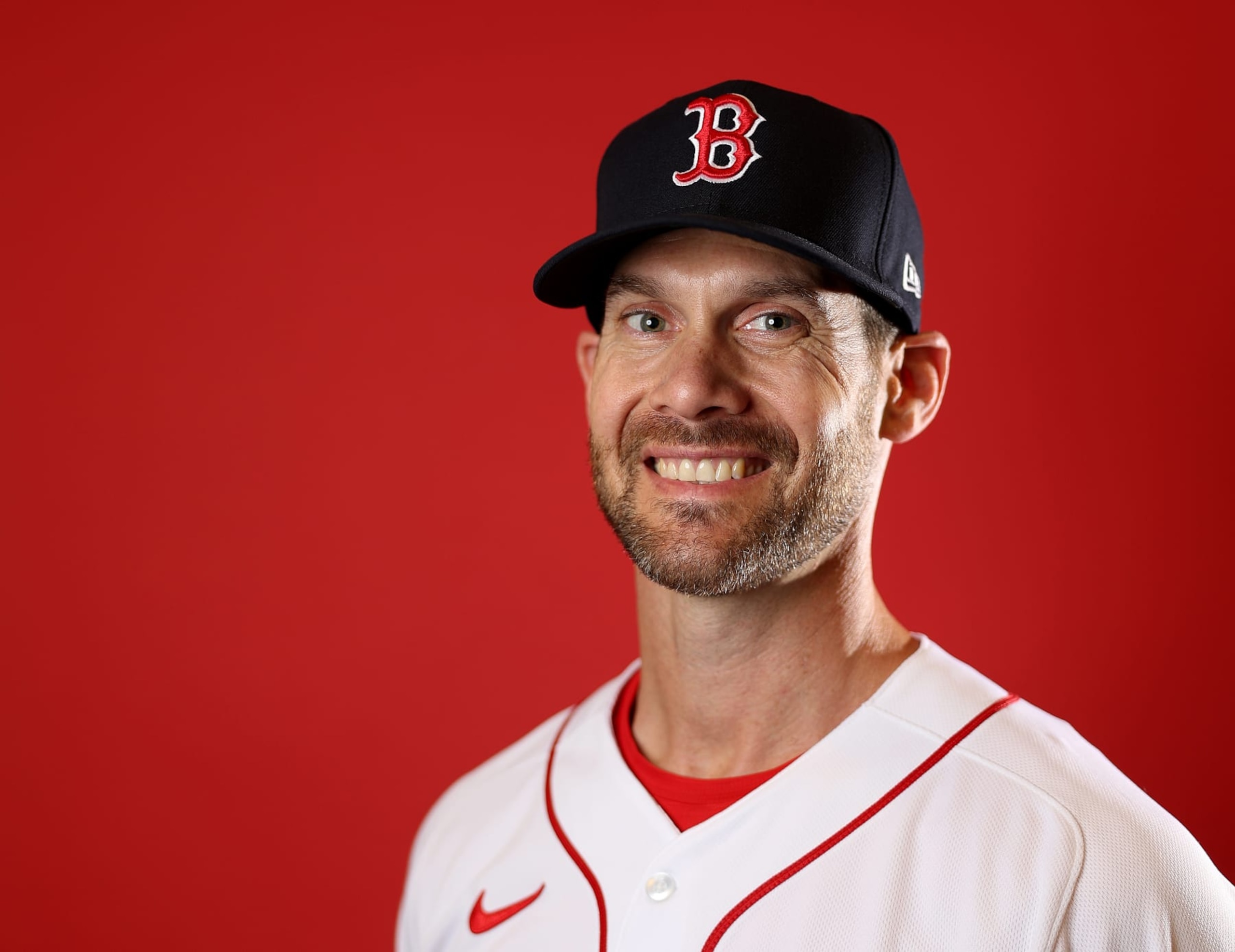 FORT MYERS, FLORIDA - FEBRUARY 21: Dave Bush #58 of the Boston Red Sox poses for a portrait during Boston Red Sox Photo Day at JetBlue Park at Fenway South on February 21, 2023 in Fort Myers, Florida. (Photo by Elsa/Getty Images)