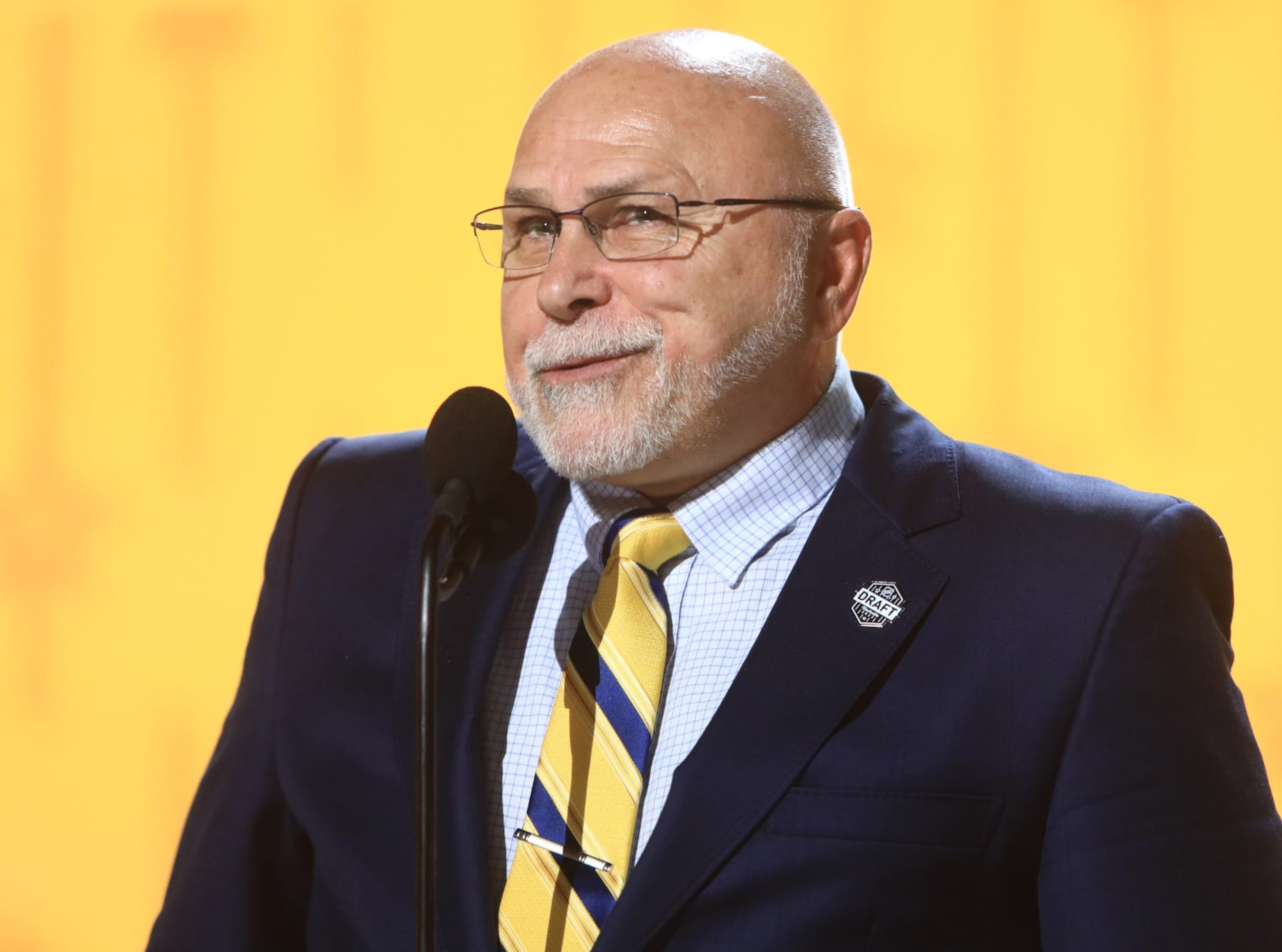 NASHVILLE, TN - JUNE 28: Incoming Nashville Predators General Manager Barry Trotz is shown during the first round of the 2023 Upper Deck NHL Draft, held on June 28, 2023, at Bridgestone Arena in Nashville, Tennessee. (Photo by Danny Murphy/Icon Sportswire via Getty Images) NASHVILLE, TN - JUNE 28: Incoming Nashville Predators General Manager Barry Trotz is shown during the first round of the 2023 Upper Deck NHL Draft, held on June 28, 2023, at Bridgestone Arena in Nashville, Tennessee. (Photo by Danny Murphy/Icon Sportswire via Getty Images)
