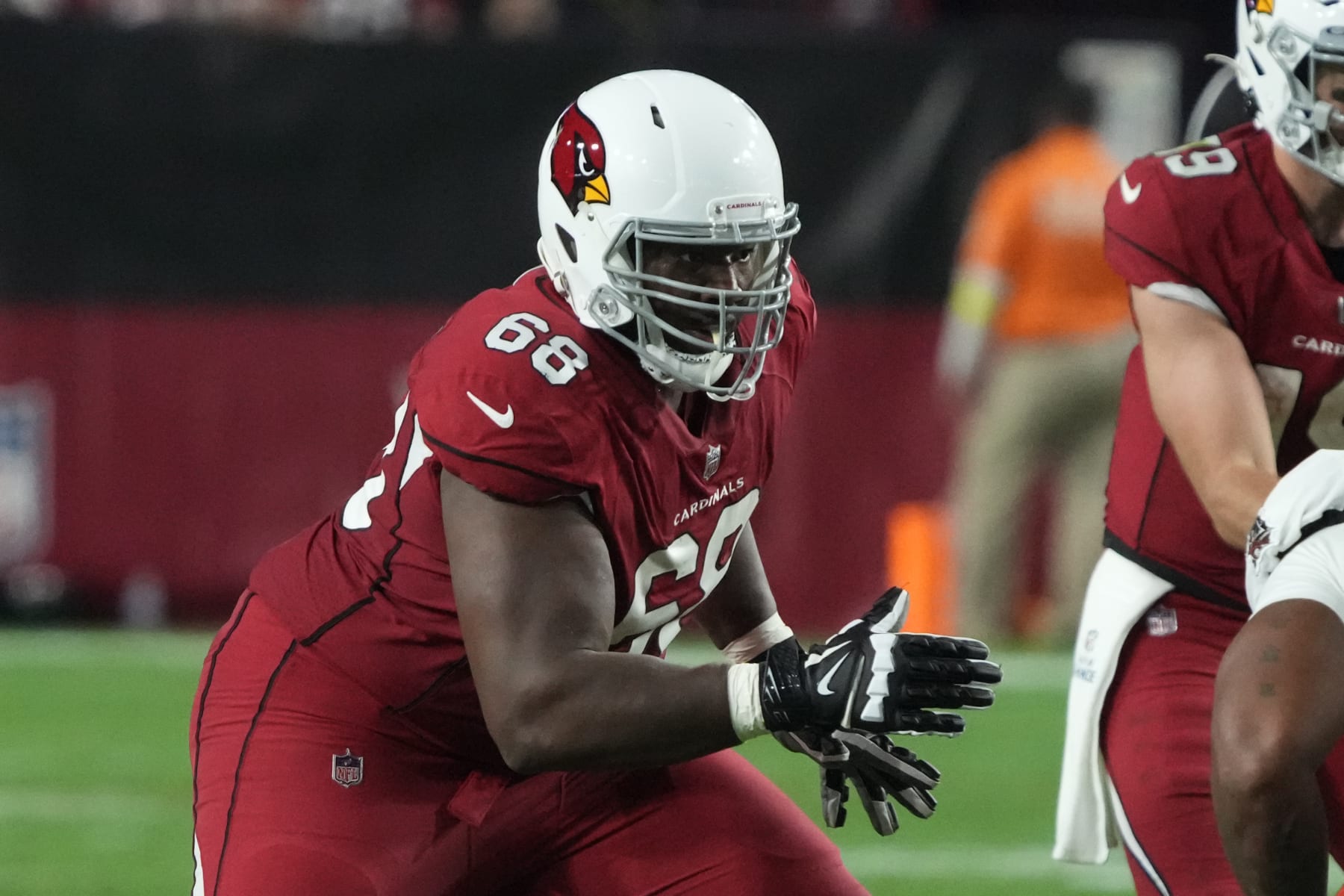 Arizona Cardinals offensive tackle Kelvin Beachum (68) during the second half of an NFL football game against the Tampa Bay Buccaneers, Sunday, Dec. 25, 2022, in Glendale, Ariz. (AP Photo/Rick Scuteri)