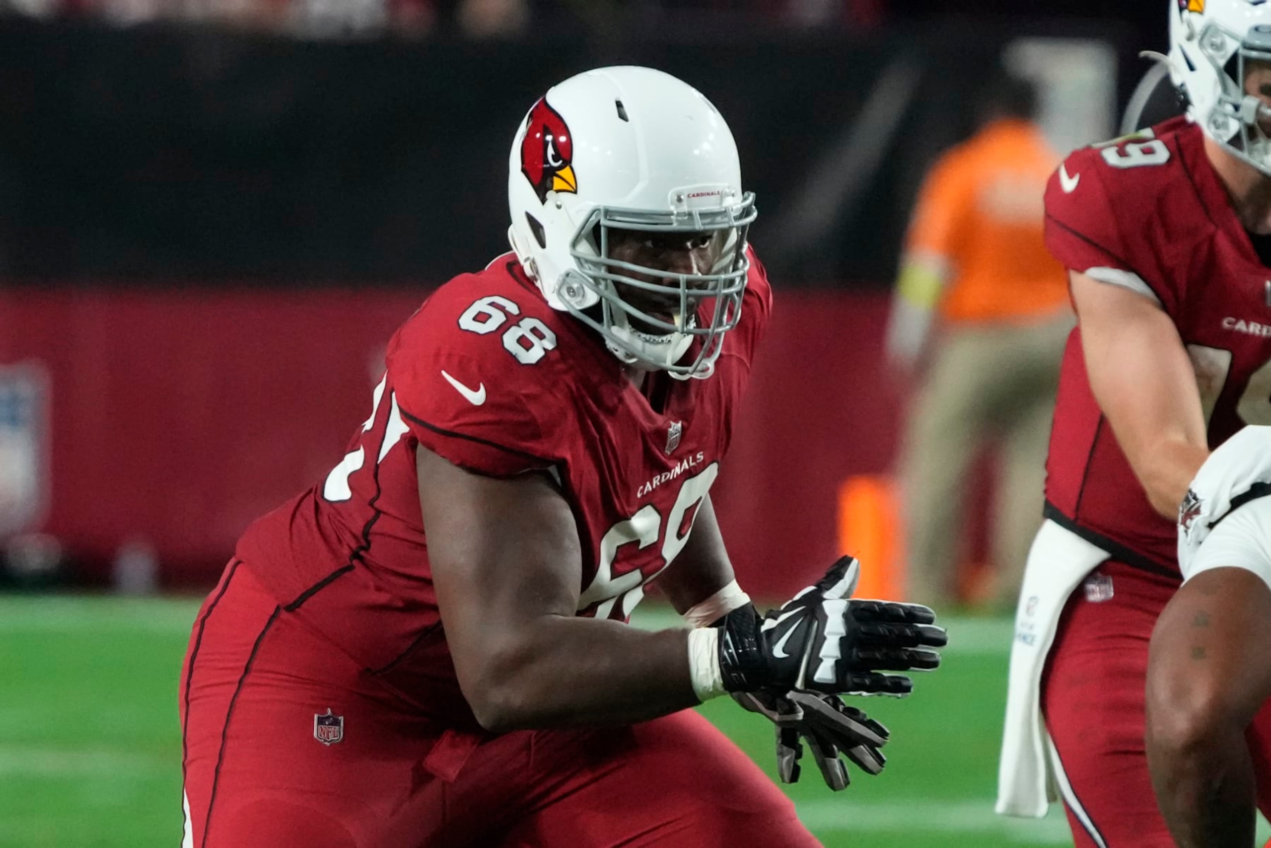 Arizona Cardinals offensive tackle Kelvin Beachum (68) during the second half of an NFL football game against the Tampa Bay Buccaneers, Sunday, Dec. 25, 2022, in Glendale, Ariz. (AP Photo/Rick Scuteri)