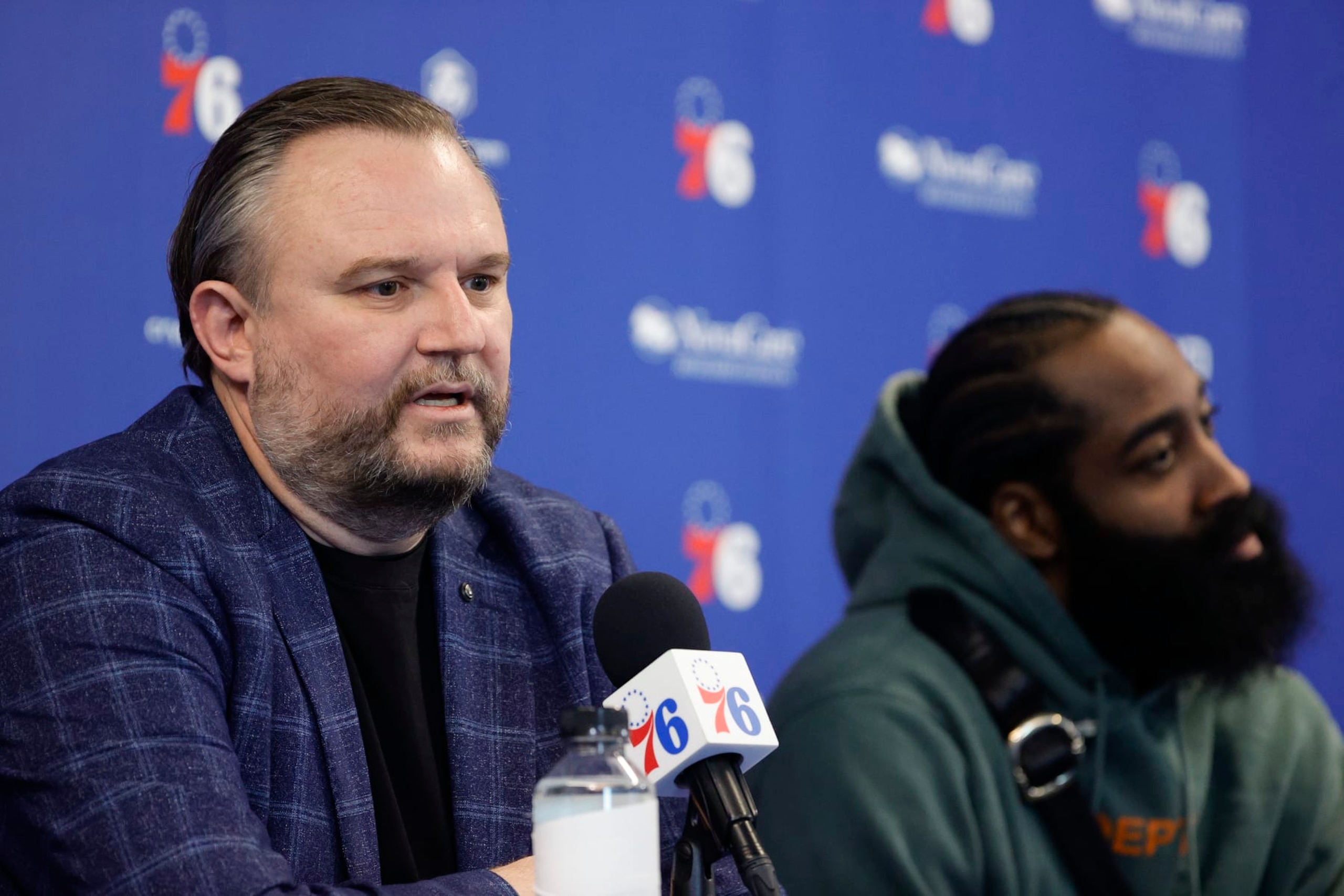CAMDEN, NEW JERSEY - FEBRUARY 15: President of basketball operations Daryl Morey responds during a press conference at the Seventy Sixers Practice Facility on February 15, 2022 in Camden, New Jersey. (Photo by Tim Nwachukwu/Getty Images) NOTE TO USER: User expressly acknowledges and agrees that, by downloading and or using this photograph, User is consenting to the terms and conditions of the Getty Images License Agreement. CAMDEN, NEW JERSEY - FEBRUARY 15: President of basketball operations Daryl Morey responds during a press conference at the Seventy Sixers Practice Facility on February 15, 2022 in Camden, New Jersey. (Photo by Tim Nwachukwu/Getty Images) NOTE TO USER: User expressly acknowledges and agrees that, by downloading and or using this photograph, User is consenting to the terms and conditions of the Getty Images License Agreement.