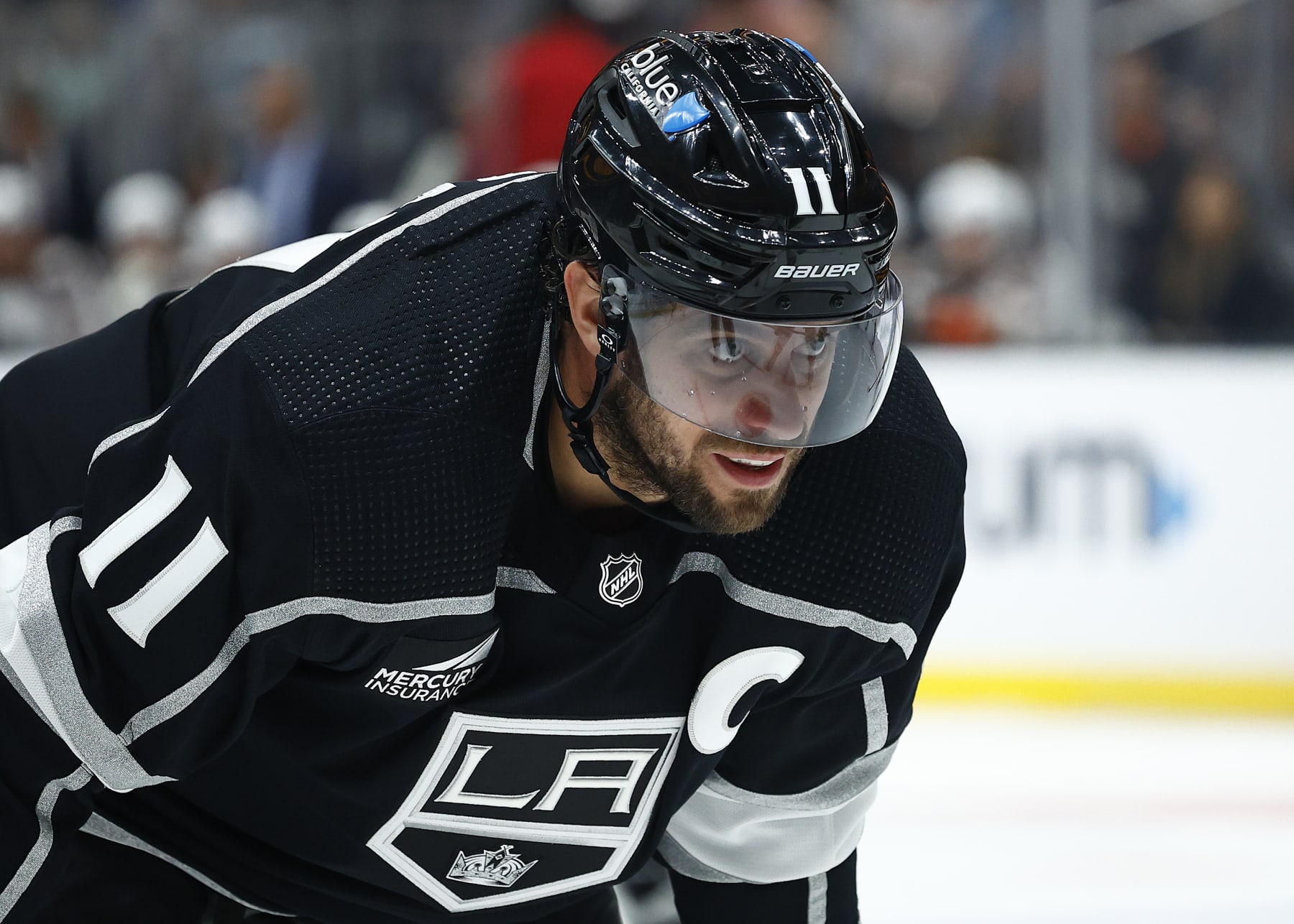 LOS ANGELES, CALIFORNIA - OCTOBER 03:  Anze Kopitar #11 of the Los Angeles Kings during a preseason game at Crypto.com Arena on October 03, 2023 in Los Angeles, California. (Photo by Ronald Martinez/Getty Images)