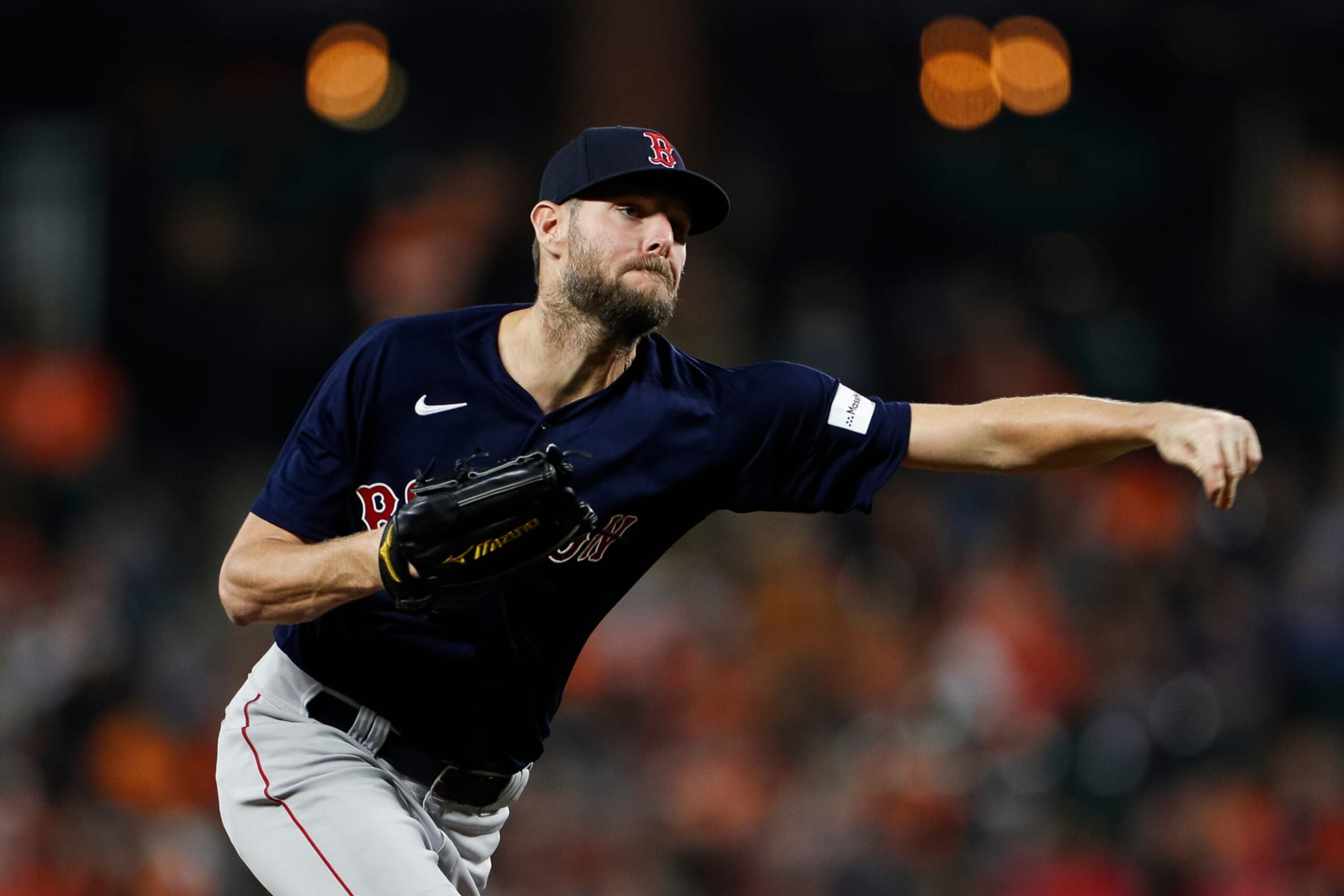 BALTIMORE, MARYLAND - SEPTEMBER 28: Chris Sale #41 of the Boston Red Sox pitches in the fifth inning against the Baltimore Orioles at Oriole Park at Camden Yards on September 28, 2023 in Baltimore, Maryland. (Photo by Brandon Sloter/Image Of Sport/Getty Images)