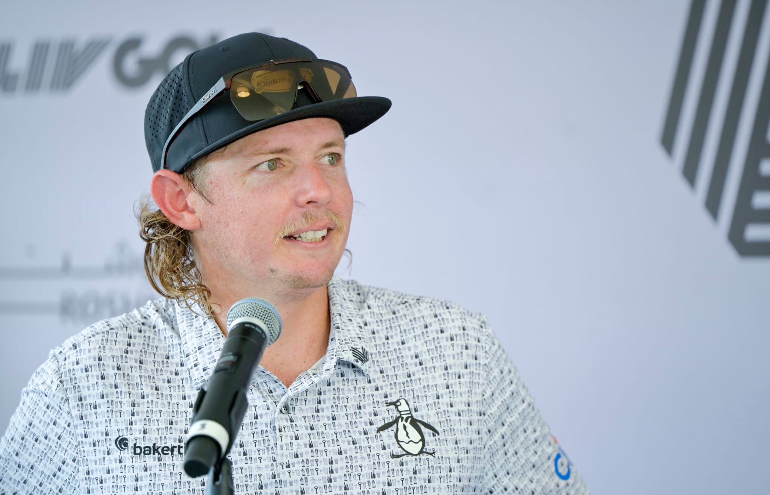 JEDDAH, SAUDI ARABIA - OCTOBER 11: Cameron Smith speaks to the press ahead of the LIV golf invitational on October 11, 2023 in Jeddah, Saudi Arabia. (Photo by Khalid Alhaj/MB Media/Getty Images)