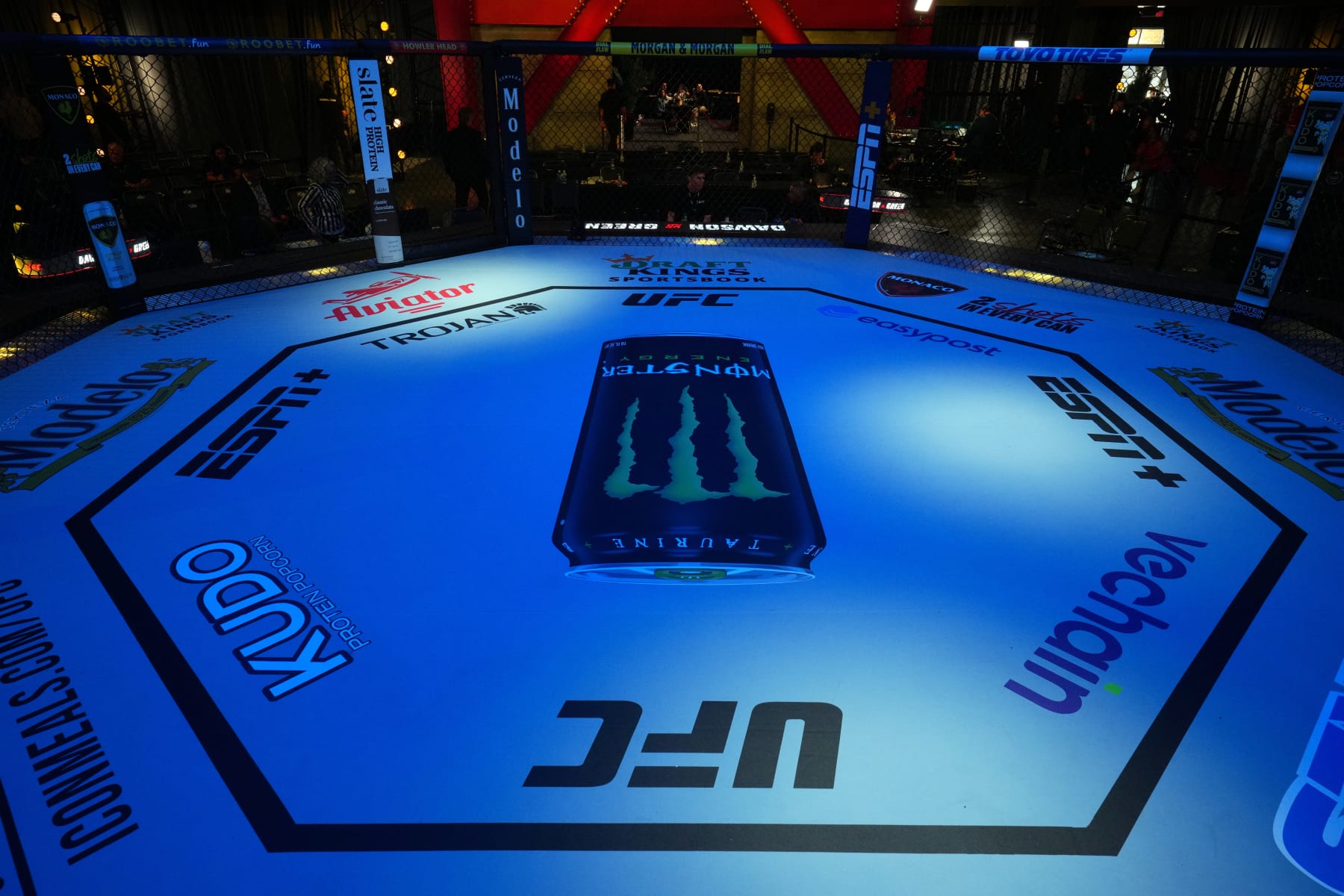 LAS VEGAS, NEVADA - OCTOBER 07: A general view of the Octagon prior to the UFC Fight Night weigh-in at UFC APEX on October 07, 2023 in Las Vegas, Nevada. (Photo by Al Powers/Zuffa LLC via Getty Images)