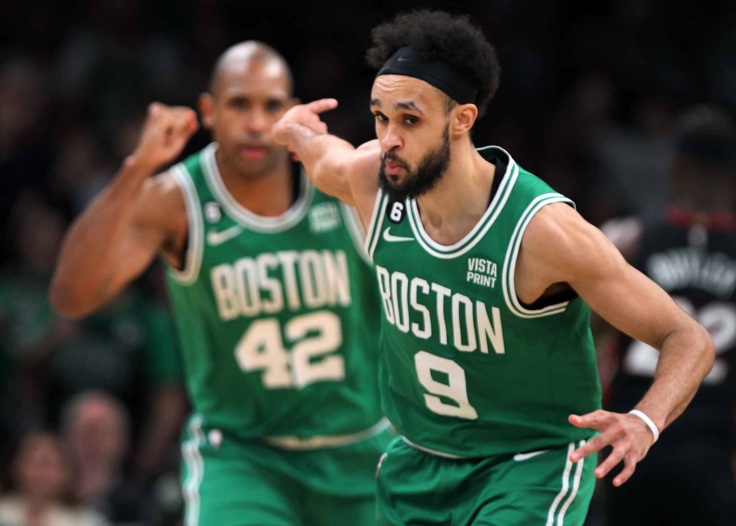 Derrick White and Al Horford Derrick White and Al Horford