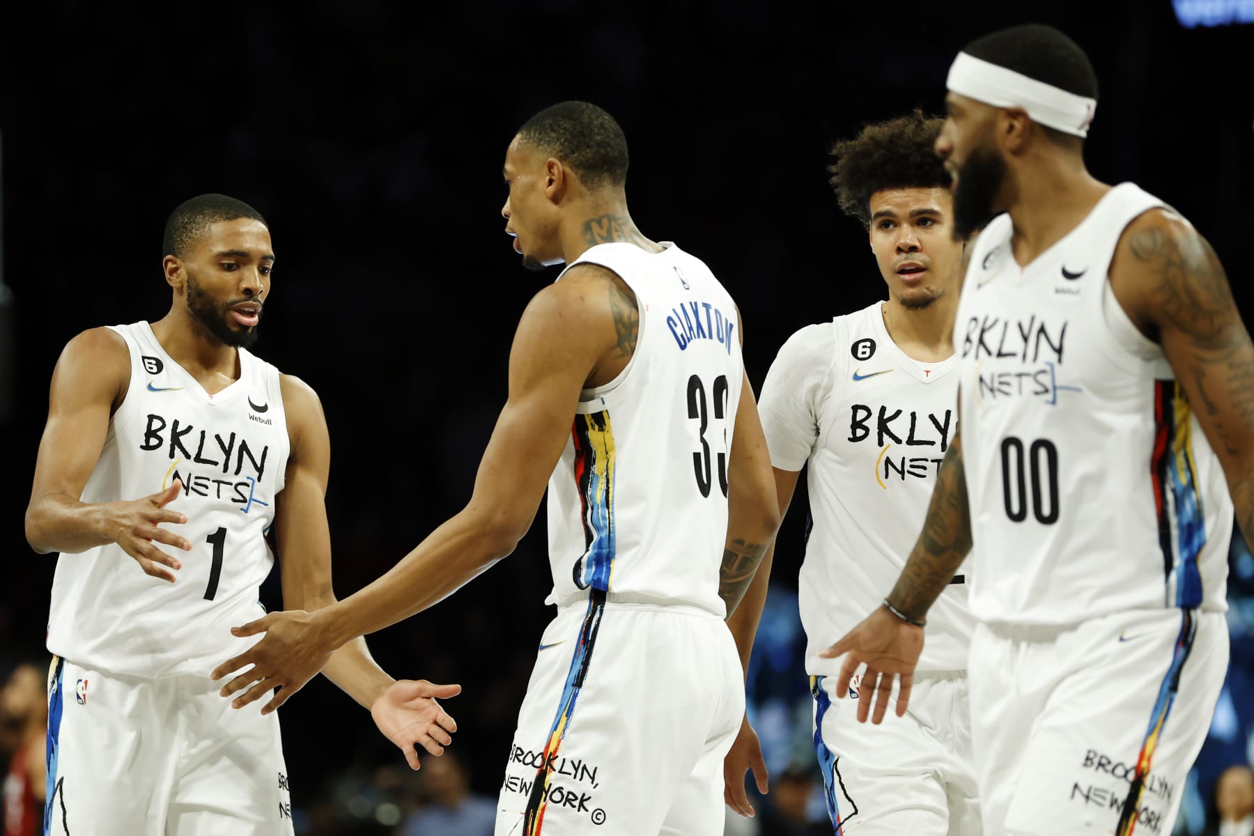 Mikal Bridges, Nic Claxton, Cameron Johnson and Royce O'Neale