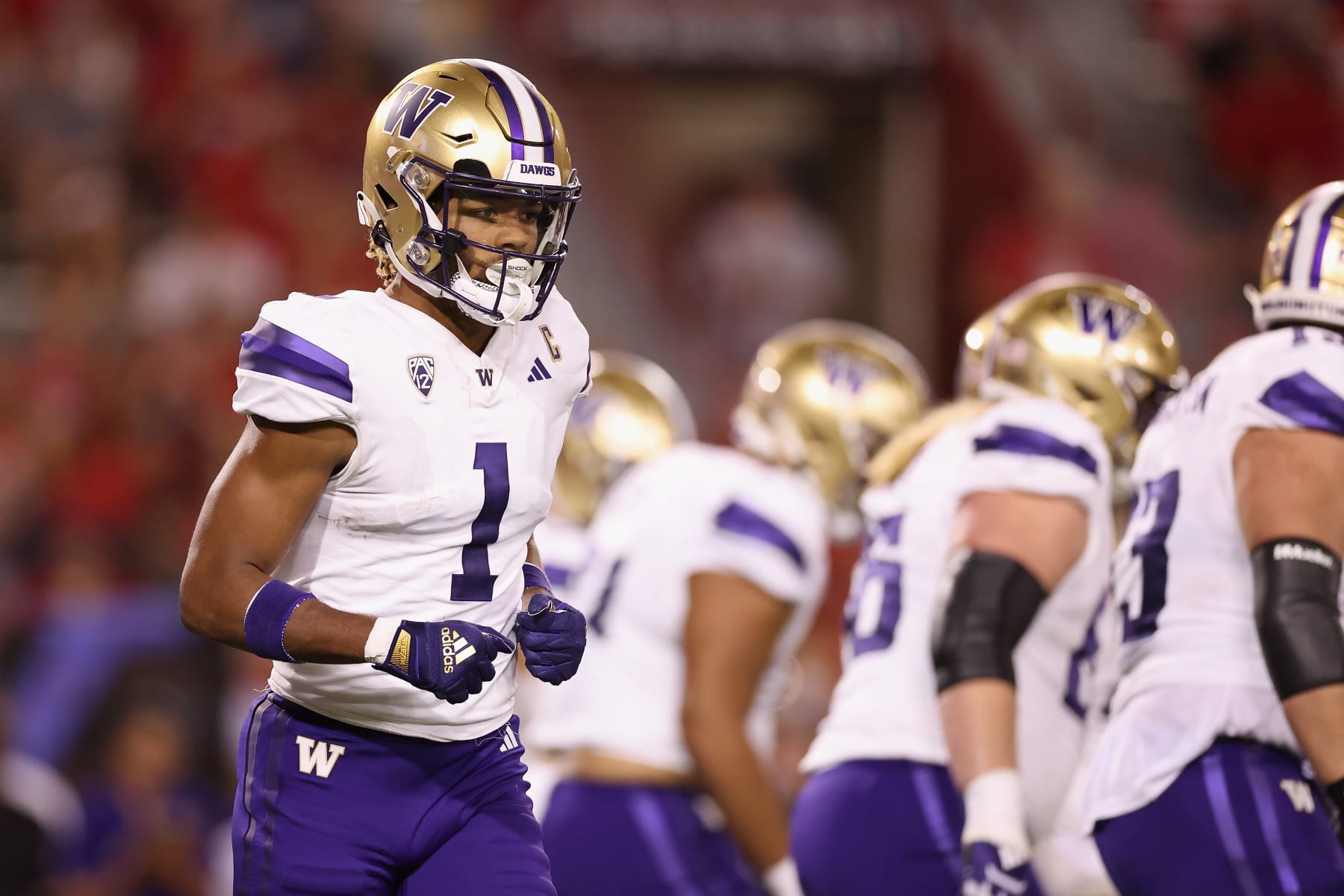 TUCSON, ARIZONA - SEPTEMBER 30: Wide receiver Rome Odunze #1 of the Washington Huskies during the second half of the NCAAF game at Arizona Stadium on September 30, 2023 in Tucson, Arizona. (Photo by Christian Petersen/Getty Images)