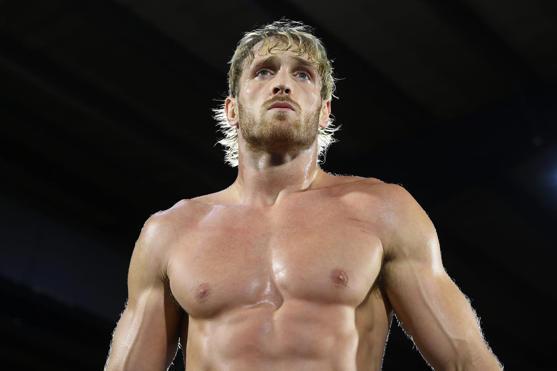 MANCHESTER, ENGLAND - OCTOBER 11: Logan Paul warms up during the Prime Card Public Workout for KSI v Tommy Fury on October 11, 2023 in Manchester, England. (Photo by Ben Roberts Photo/Getty Images)