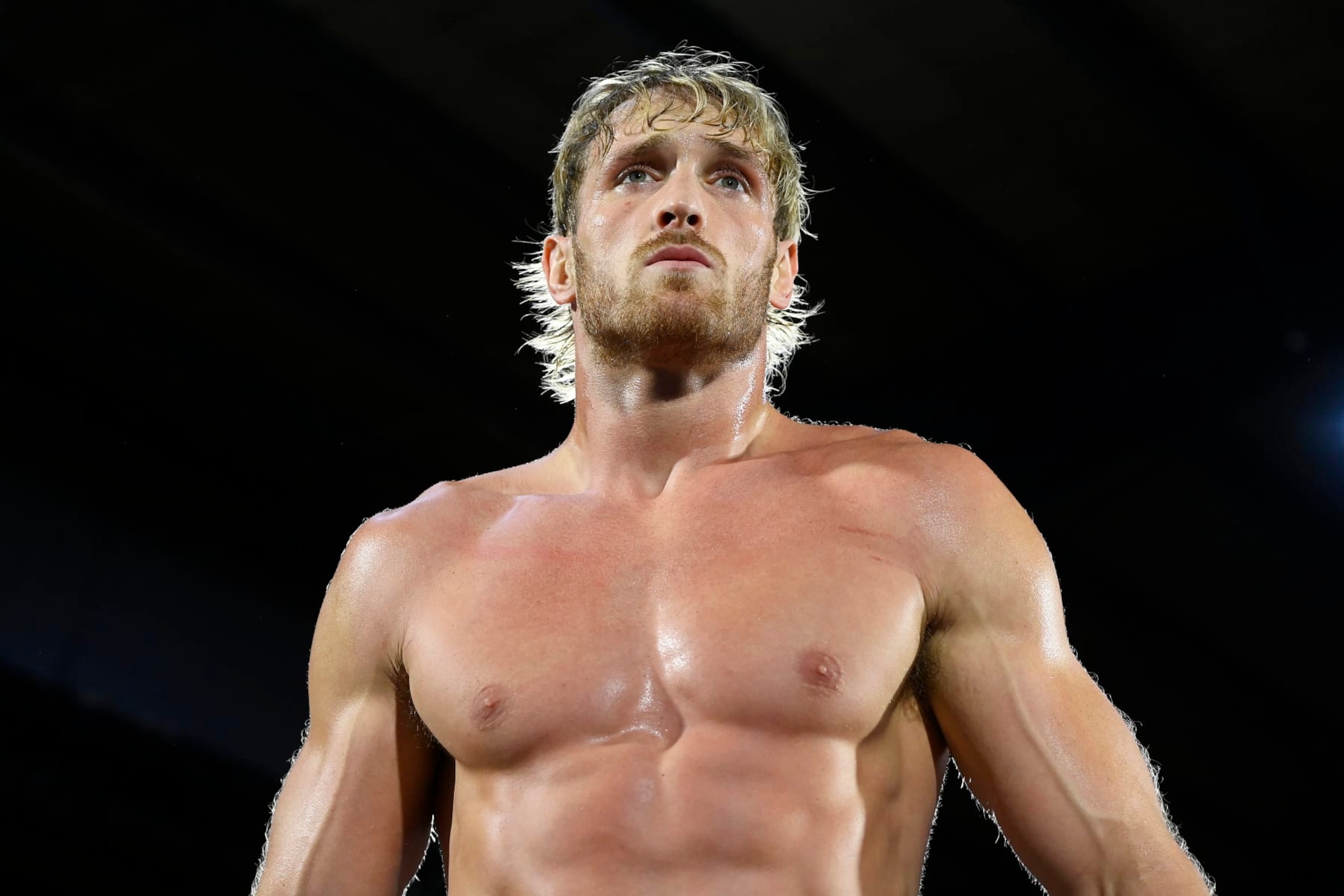 MANCHESTER, ENGLAND - OCTOBER 11: Logan Paul warms up during the Prime Card Public Workout for KSI v Tommy Fury on October 11, 2023 in Manchester, England. (Photo by Ben Roberts Photo/Getty Images)