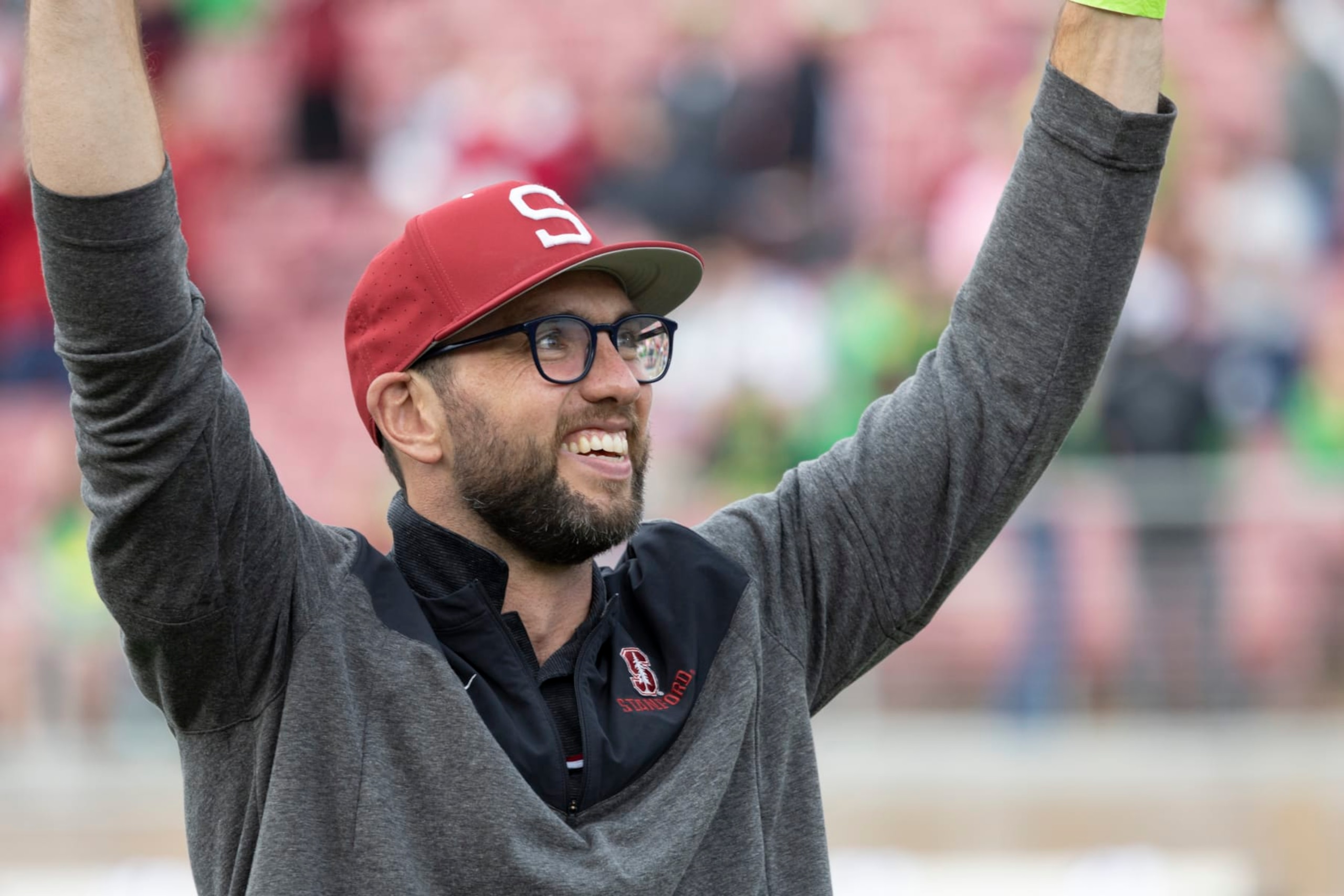 PALO ALTO, CA - SEPTEMBER 30:  Former Stanford and NFL quarterback Andrew Luck is inducted into the Stanford Athletics Hall of Fame at halftime of a Pac-12 NCAA college football game between the Stanford Cardinal and the Oregon Ducks on September 30, 2023 at Stanford Stadium in Palo Alto, California.  (Photo by David Madison/Getty Images)