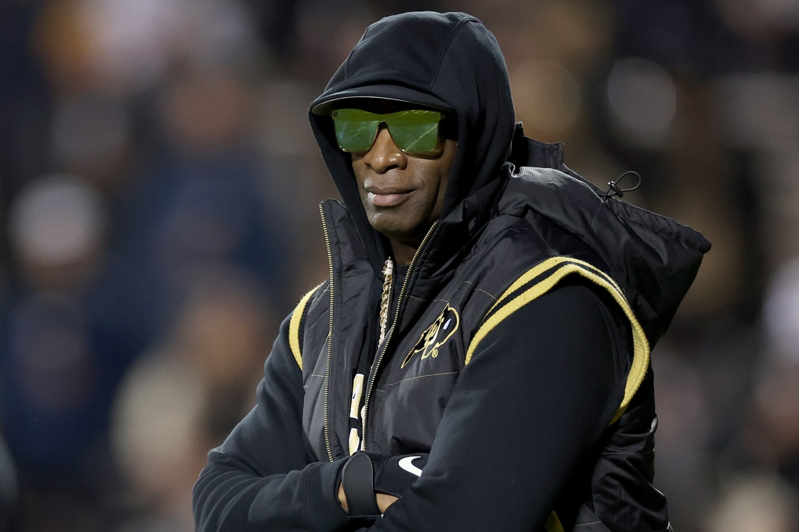 BOULDER, COLORADO - OCTOBER 13: Head coach Deion Sanders of the Colorado Buffaloes walks on the field during pregame against the Stanford Cardinal at Folsom Field on October 13, 2023 in Boulder, Colorado. (Photo by Matthew Stockman/Getty Images) BOULDER, COLORADO - OCTOBER 13: Head coach Deion Sanders of the Colorado Buffaloes walks on the field during pregame against the Stanford Cardinal at Folsom Field on October 13, 2023 in Boulder, Colorado. (Photo by Matthew Stockman/Getty Images)