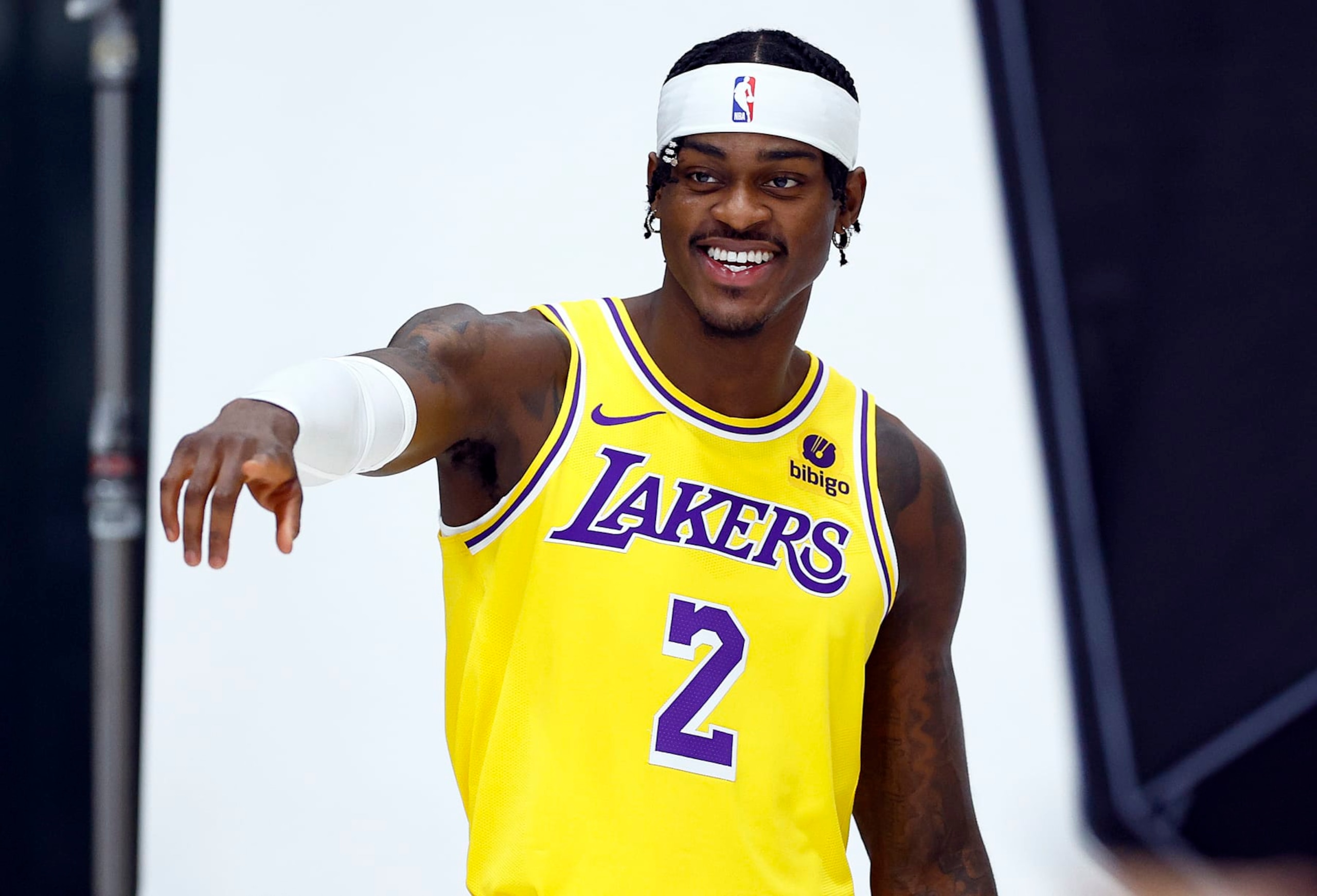 EL SEGUNDO, CALIFORNIA - OCTOBER 02:  Jarred Vanderbilt #2 of the Los Angeles Lakers during Los Angeles Lakers media day at UCLA Health Training Center on October 02, 2023 in El Segundo, California.  NOTE TO USER: User expressly acknowledges and agrees that, by downloading and/or using this photograph, user is consenting to the terms and conditions of the Getty Images License Agreement. (Photo by Ronald Martinez/Getty Images)