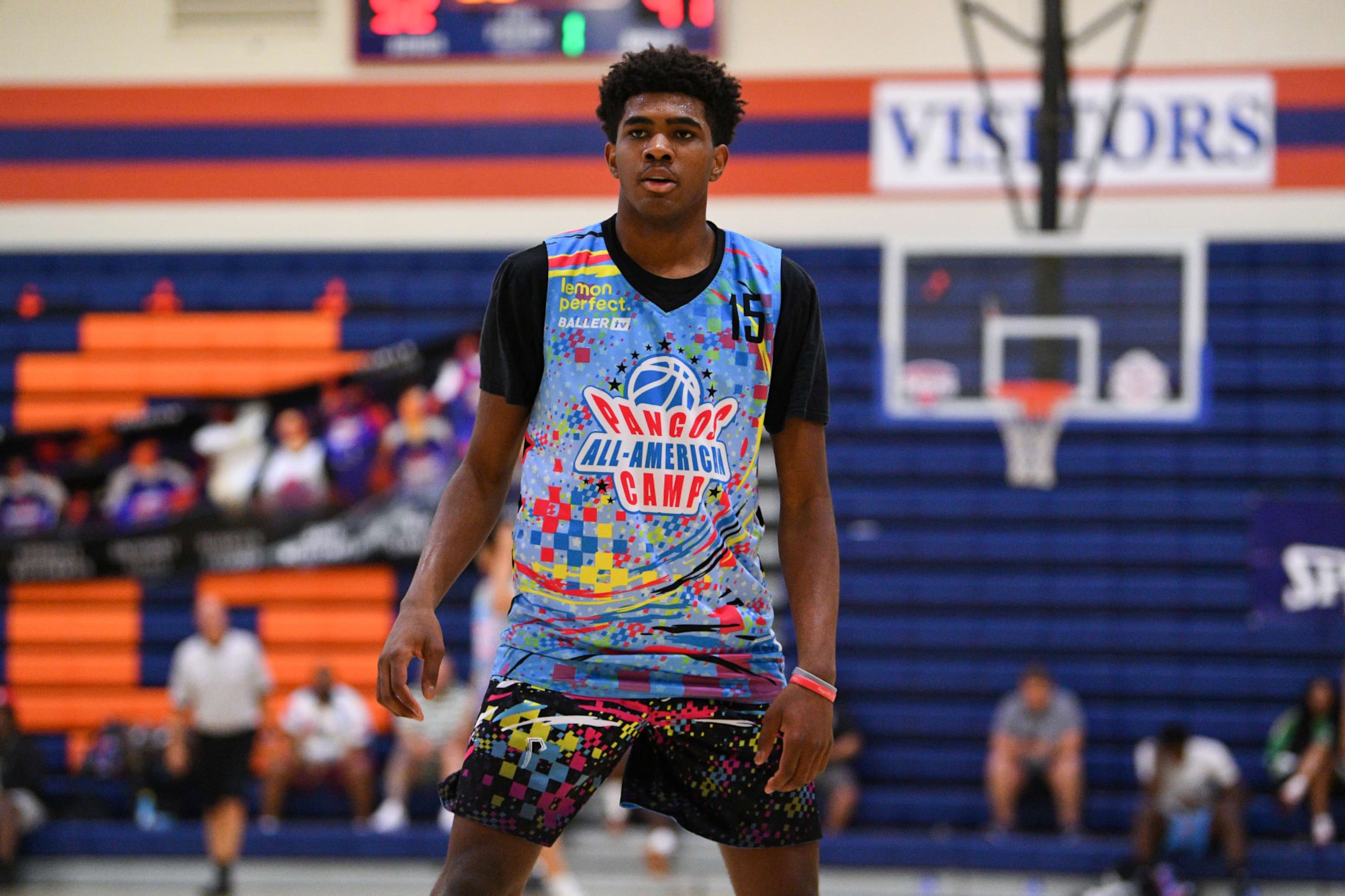 LAS VEGAS, NV - JUNE 05: Jase Richardson looks on during the Pangos All-American Camp on June 5, 2023 at the Bishop Gorman High School in Las Vegas, NV. (Photo by Brian Rothmuller/Icon Sportswire via Getty Images)
