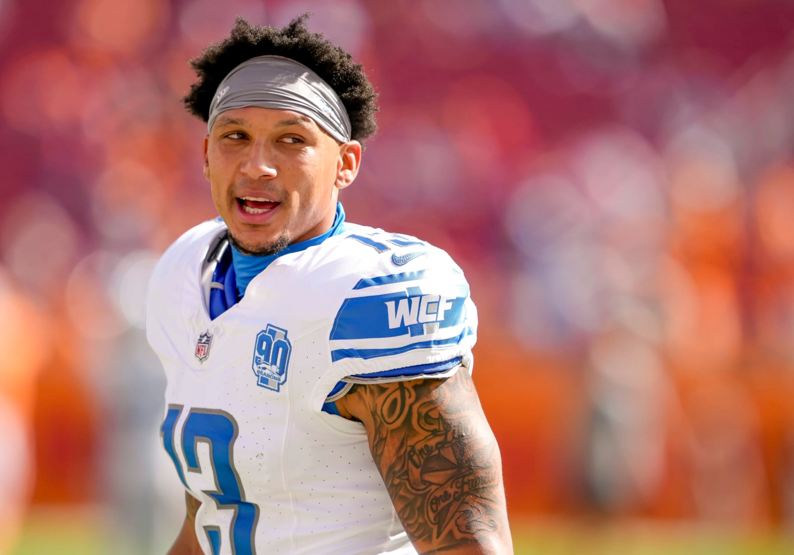 TAMPA, FL - OCTOBER 15: Detroit Lions running back Craig Reynolds (13) during warmups of  the NFL Football match between the Tampa Bay Bucs and Detroit Lions on October 15th 2023 at Raymond James Stadium, Tampa FL. (Photo by Andrew Bershaw/Icon Sportswire via Getty Images)