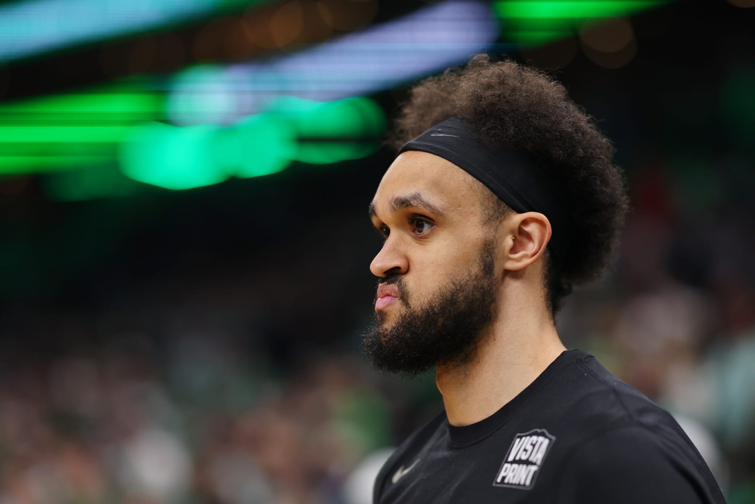 BOSTON, MASSACHUSETTS - MAY 29: Derrick White #9 of the Boston Celtics warms up before game seven of the Eastern Conference Finals against the Miami Heat at TD Garden on May 29, 2023 in Boston, Massachusetts. NOTE TO USER: User expressly acknowledges and agrees that, by downloading and or using this photograph, User is consenting to the terms and conditions of the Getty Images License Agreement. (Photo by Maddie Meyer/Getty Images)