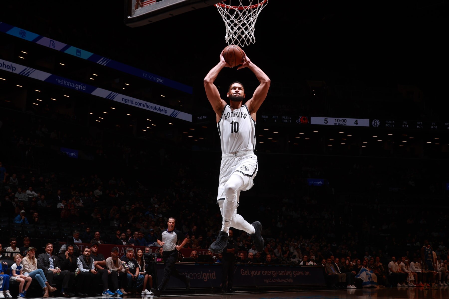 BROOKLYN, NY - OCTOBER 12: Ben Simmons #10 of the Brooklyn Nets dunks the ball during the game on October 12, 2023 at Barclays Center in Brooklyn, New York. NOTE TO USER: User expressly acknowledges and agrees that, by downloading and or using this Photograph, user is consenting to the terms and conditions of the Getty Images License Agreement. Mandatory Copyright Notice: Copyright 2023 NBAE (Photo by Nathaniel S. Butler/NBAE via Getty Images)