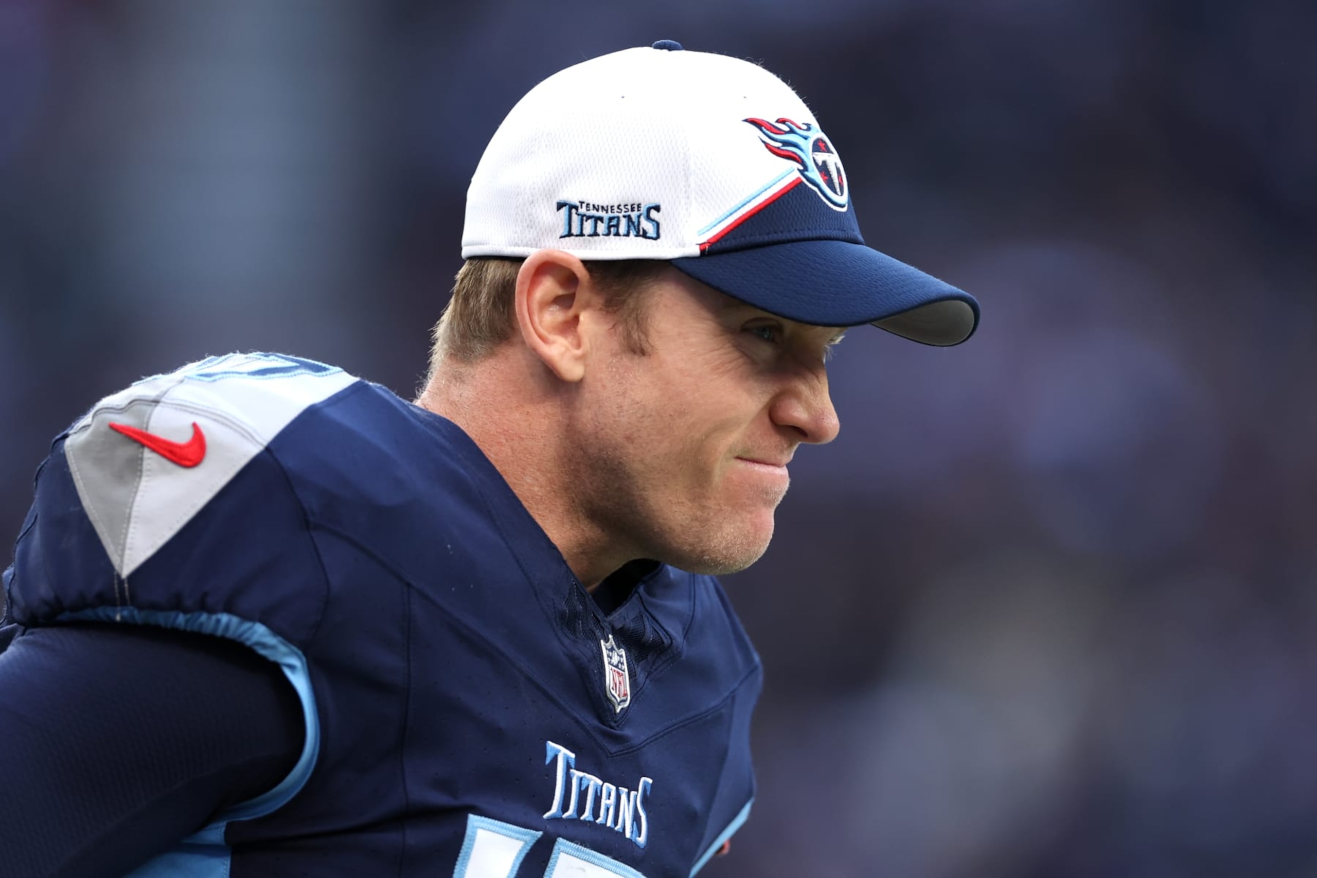 LONDON, ENGLAND - OCTOBER 15: Ryan Tannehill #17 of The Titans during the NFL match between Baltimore Ravens and Tennessee Titans at Tottenham Hotspur Stadium on October 15, 2023 in London, England. (Photo by Alex Pantling/Getty Images)