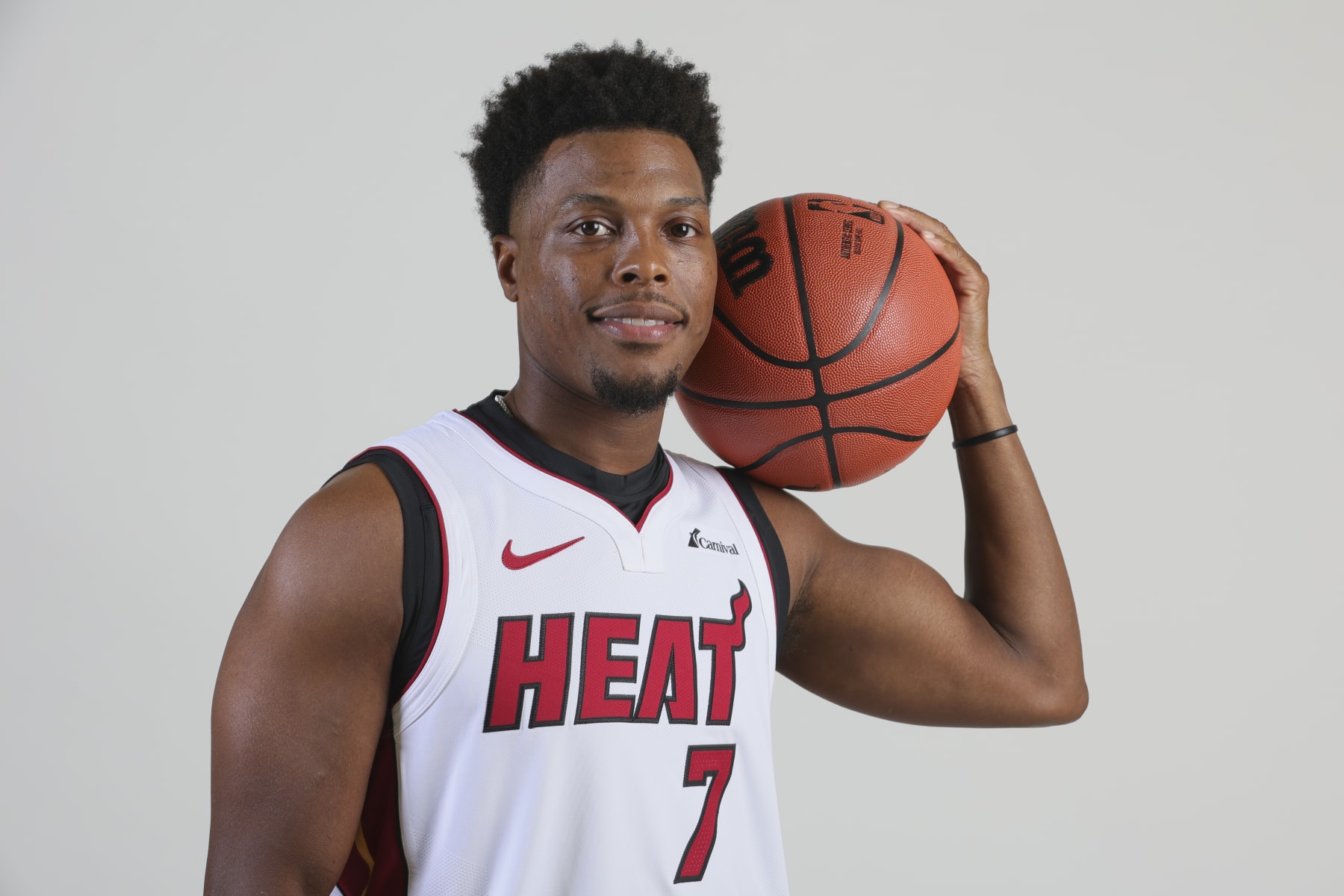 MIAMI, FLORIDA - OCTOBER 2: Kyle Lowry #7 of the Miami Heat poses for a photo during media day at Kaseya Center on October 2, 2023 in Miami, Florida. NOTE TO USER: User expressly acknowledges and agrees that, by downloading and or using this photograph, User is consenting to the terms and conditions of the Getty Images License Agreement. (Photo by Sam Navarro/Getty Images)