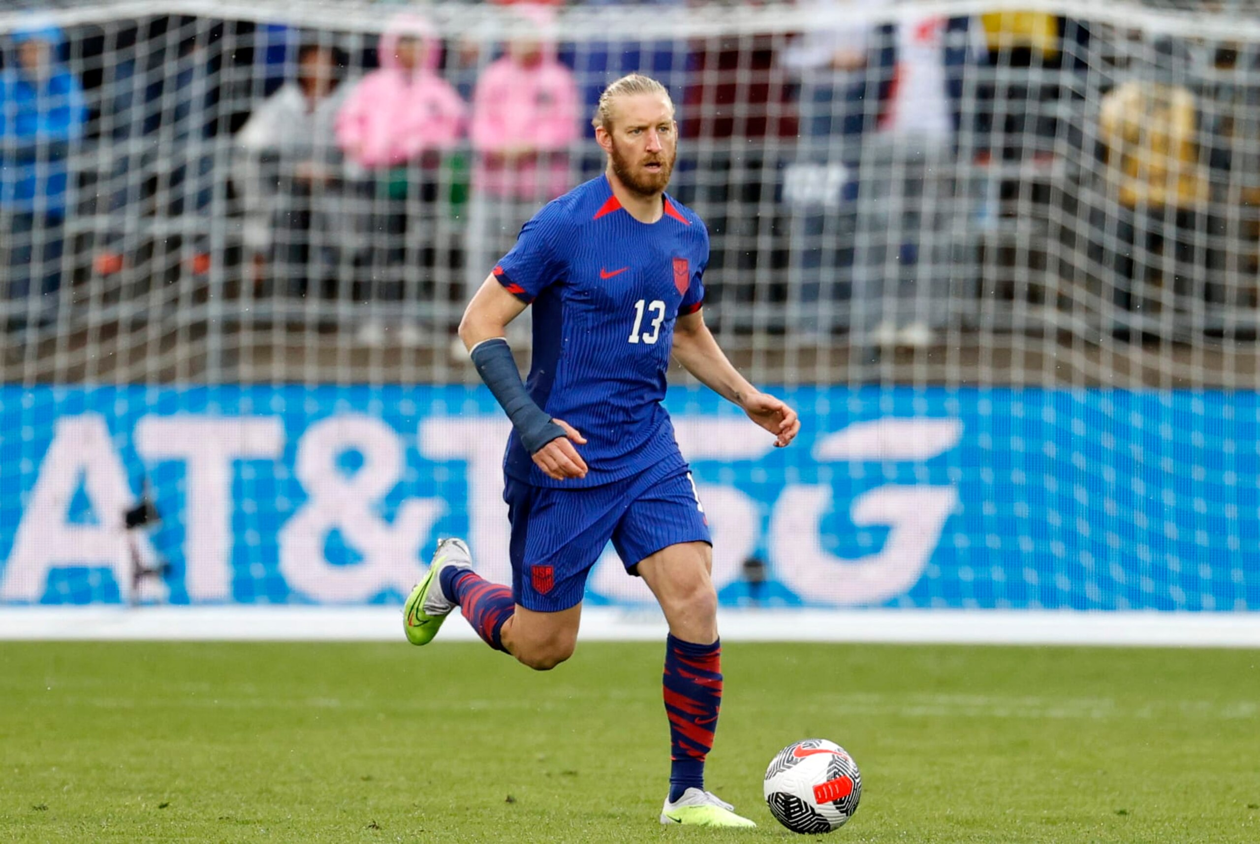 EAST HARTFORD, CT - OCTOBER 14: United States defender Tim Ream (13) during a match between the United Sates and Germany on October 14, 2023, at Pratt & Whitney Stadium in East Hartford, Connecticut. (Photo by Fred Kfoury III/Icon Sportswire via Getty Images)
