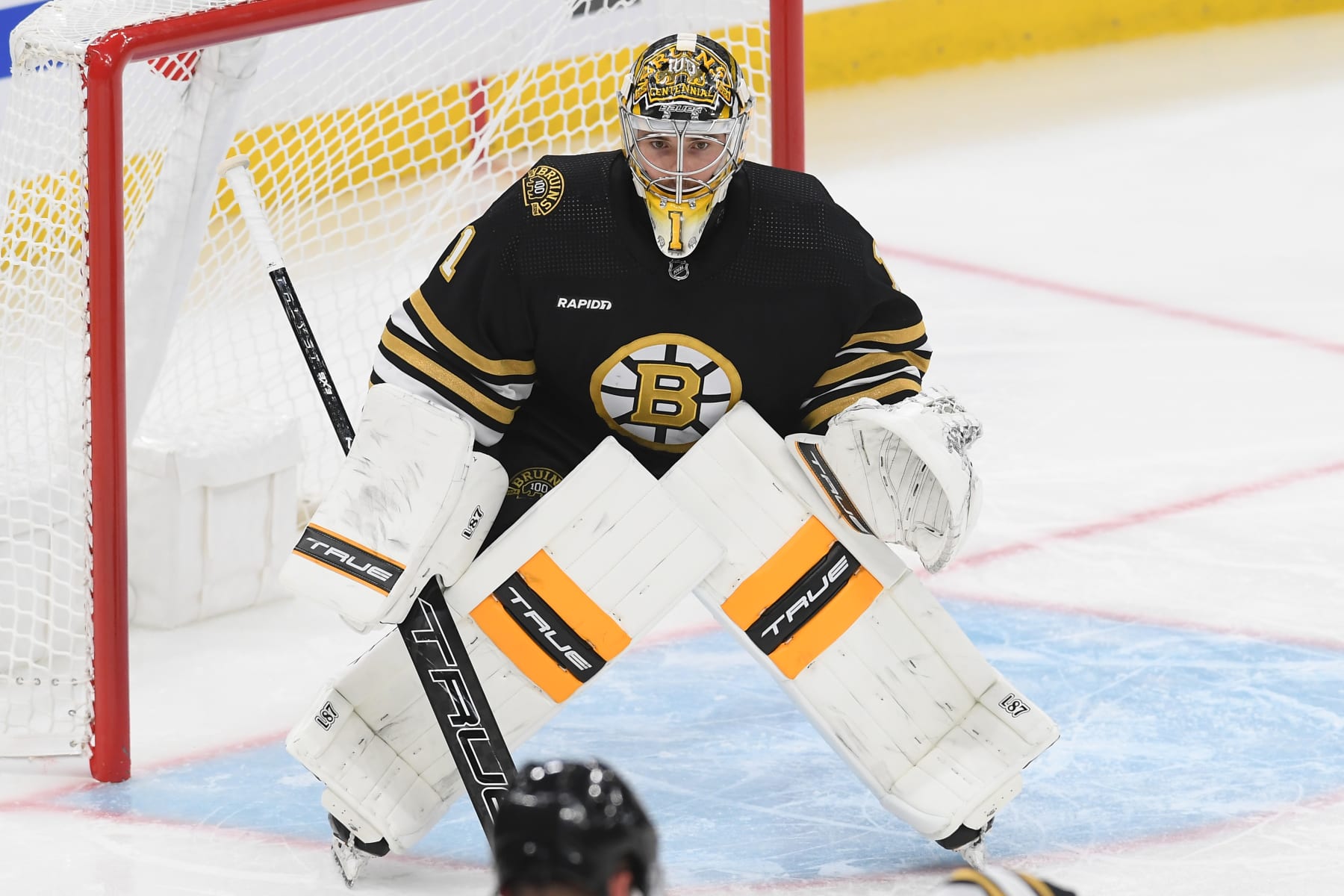 BOSTON, MASSACHUSETTS - OCTOBER 14: Linus Ullmark #35 of the Boston Bruins in the net against the Nashville Predators on October 14, 2023 at the TD Garden in Boston, Massachusetts. (Photo by Steve Babineau/NHLI via Getty Images)
